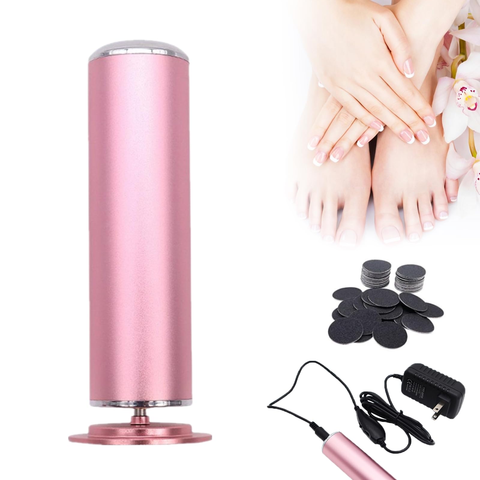 Dermave Electric Foot Callus Remover with 60 Sanding Discs - Adjustable Speed Pain-Free Pedicure Tool for Dry Cracked Feet - Perfect for Home Spa, Salon & Travel Foot Care (Men & Women)