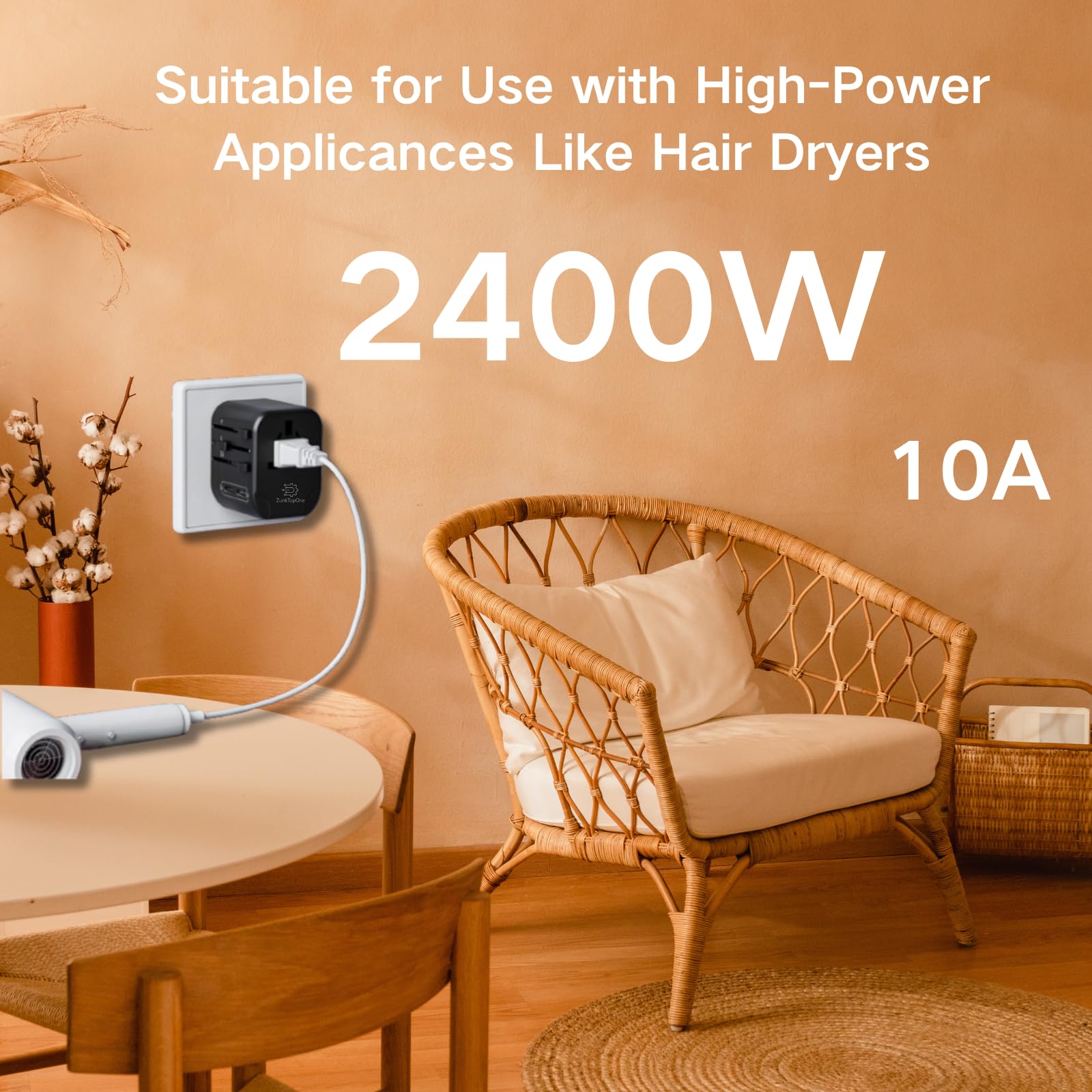Universal Travel Adapter with 2 USB-C & 2 USB-A Ports - Perfect Gift for Couples, Girlfriend, Boyfriend, Wife, Husband - Funny White Elephant Get Well Soon Gifts for Mom, Men, Teens & Adults - Ideal for Travel, Home, Office & Daily Charging Needs