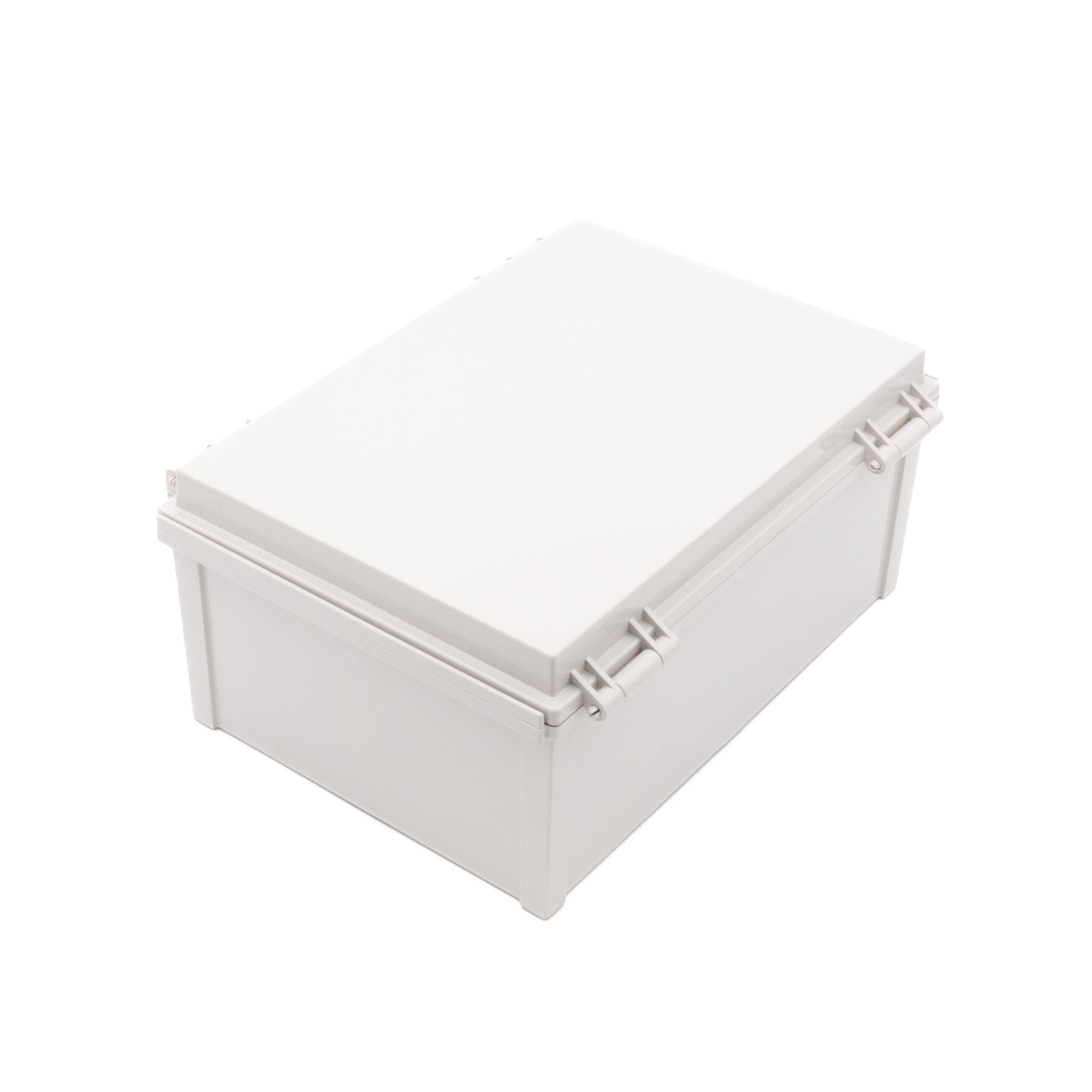 Boxco Q Series 9.84 x 9.84 x 6.30 Inches (250 x 250 x 160mm) Waterproof Plastic Enclosure - IP67 Rated, IK08 Impact Resistant, ABS Material with Grey Hinged Cover & Mounting Plate - Ideal for Outdoor Electronics, Industrial Equipment & Electrical Component Protection