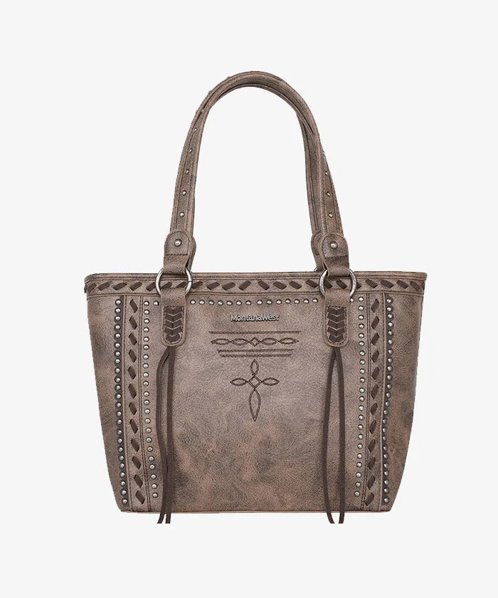 Montana West Diamond Cross Stitch Concealed Carry Tote Bag for Women - Stylish CCW Purse with Hidden Gun Pocket for Everyday Carry & Self Defense