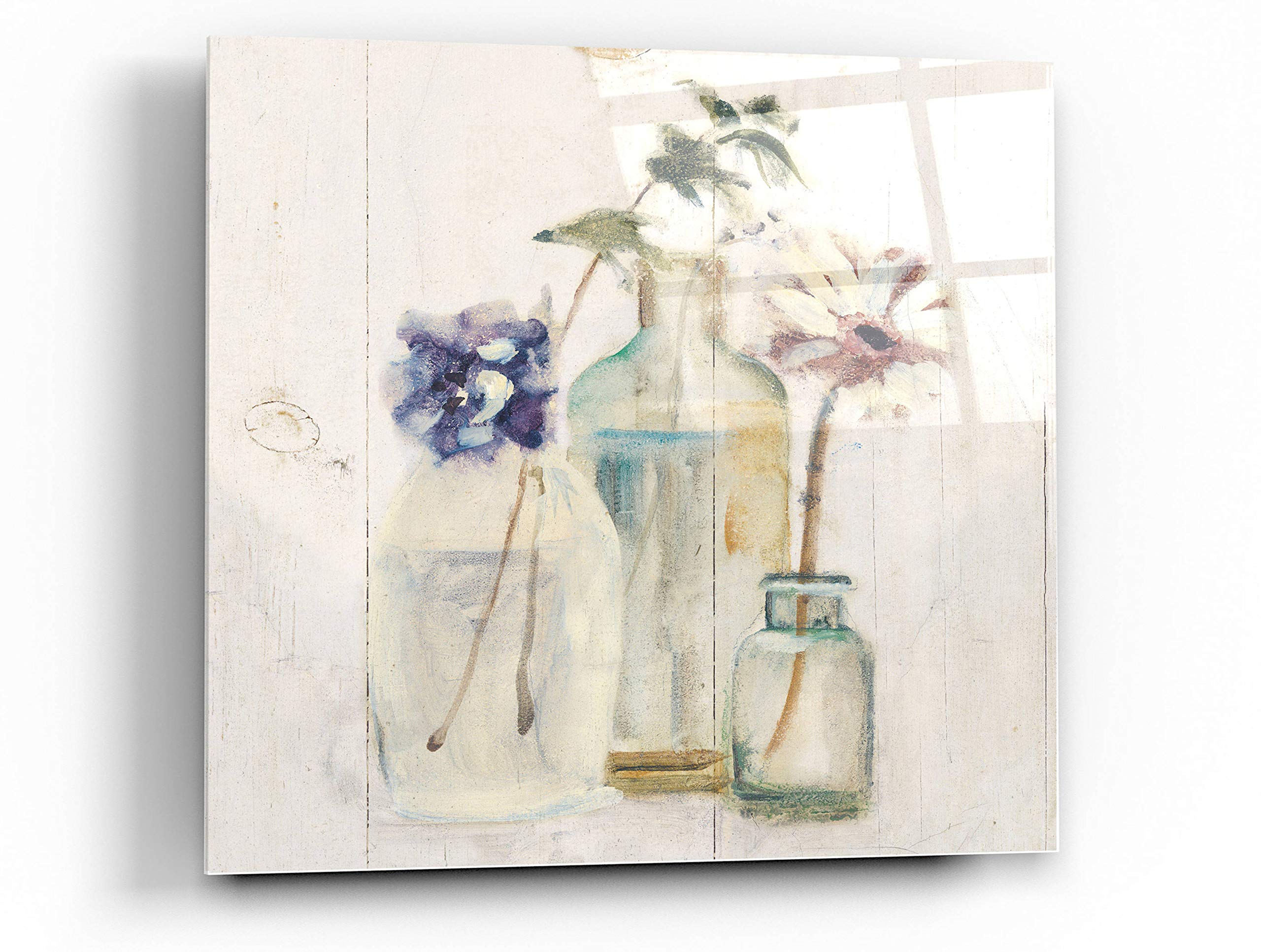 Cheri Blum 'Blossoms on Birch III' Acrylic Glass Wall Art - 24x24 Inch Floral Canvas Painting for Living Room, Bedroom & Office Decor
