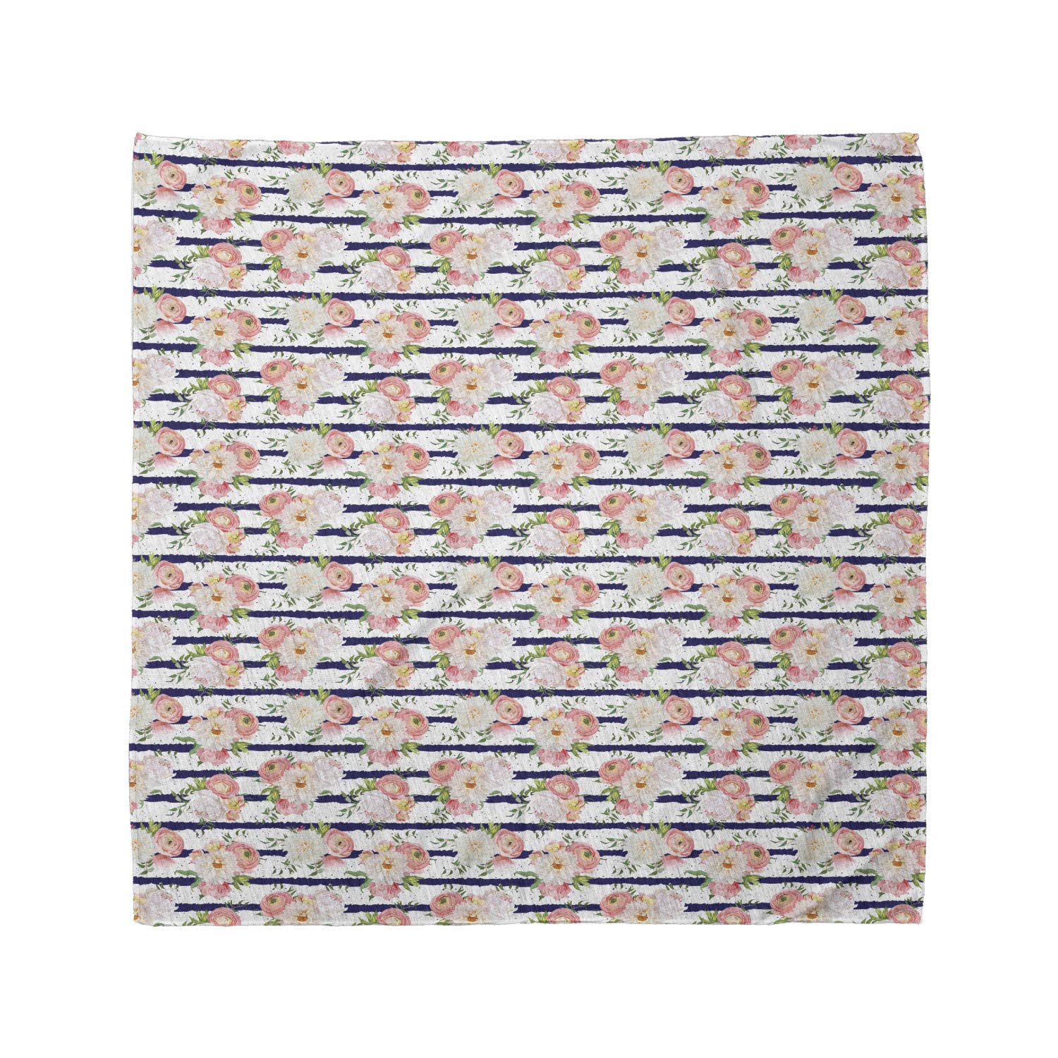 Ambesonne Floral Bandana - English Garden Navy Stripes Unisex Head & Neck Scarf for Women & Men | Perfect for Outdoor Activities, Music Festivals & Fashion Accessories