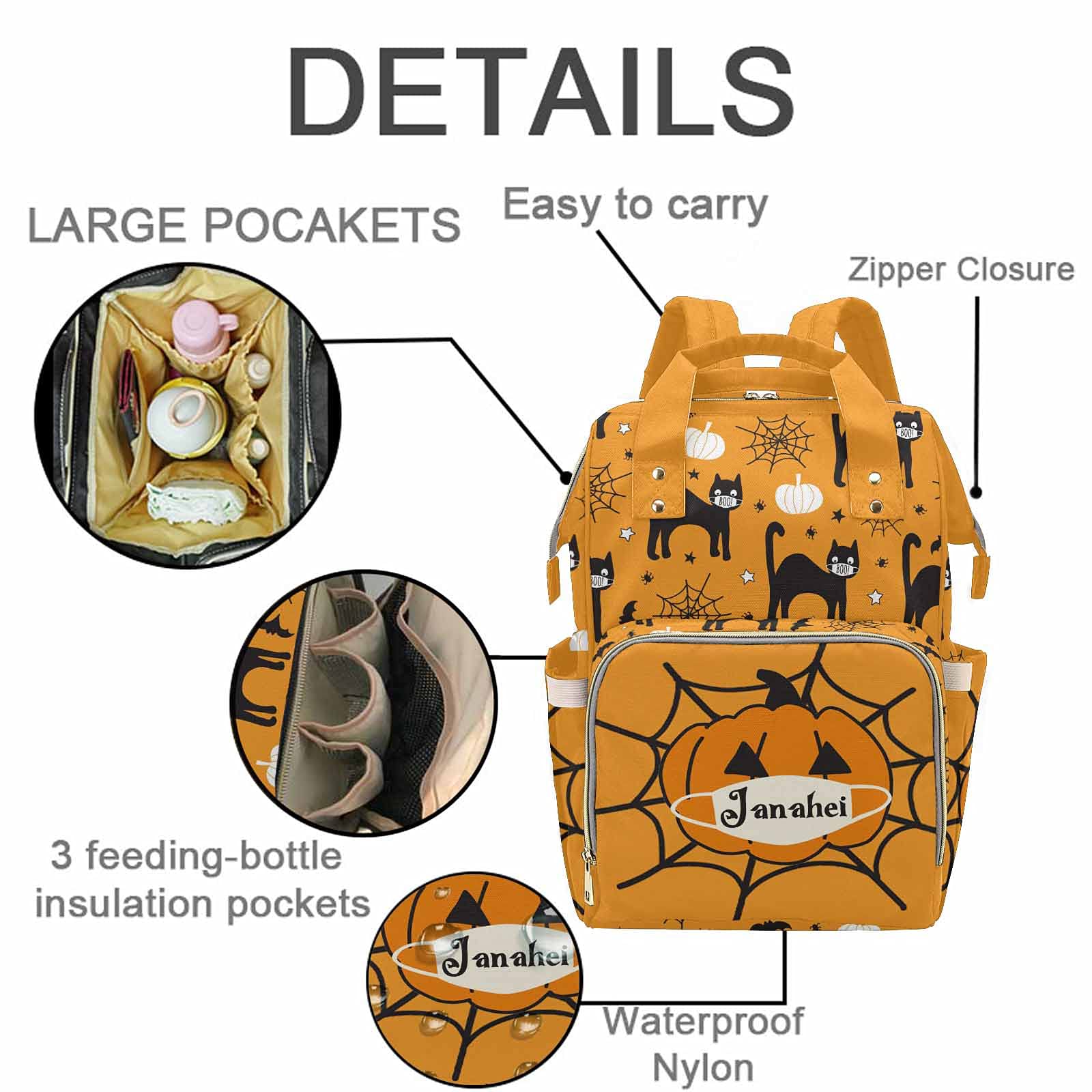 Personalized Halloween Diaper Backpack for Parents - Custom Nightmare Before Christmas Baby Bag for Newborn Boys & Girls - Cute Daycare Backpack for Moms - Perfect Baby Shower Gift for Nursery, Travel & Trick-or-Treating