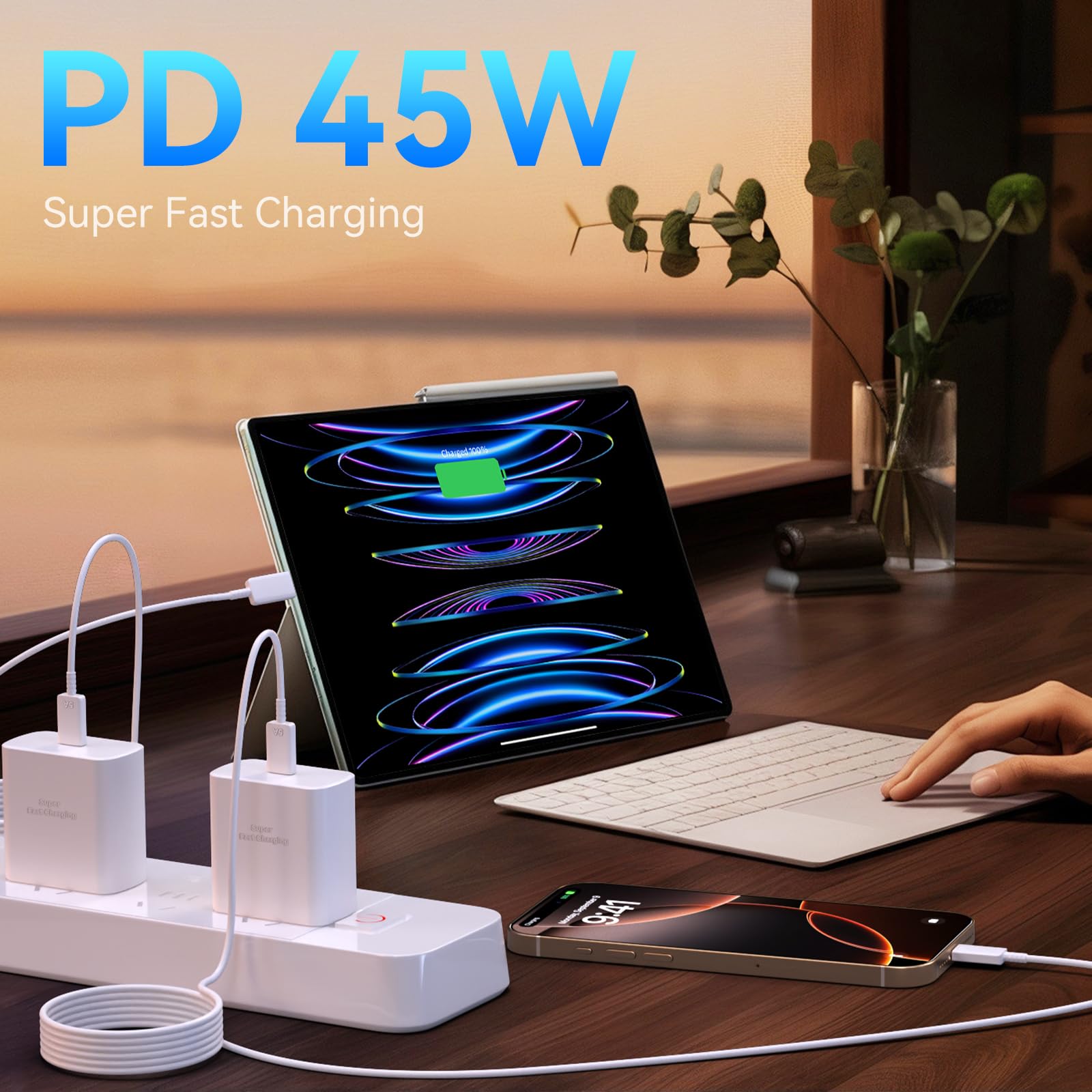 45W Super Fast USB C Charger for iPhone 16 Pro Max - Long 10FT Cable - Compatible with iPhone 16/16 Plus/16 Pro, iPhone 15 Series & Android Phones - Perfect for Home, Office & Travel Charging