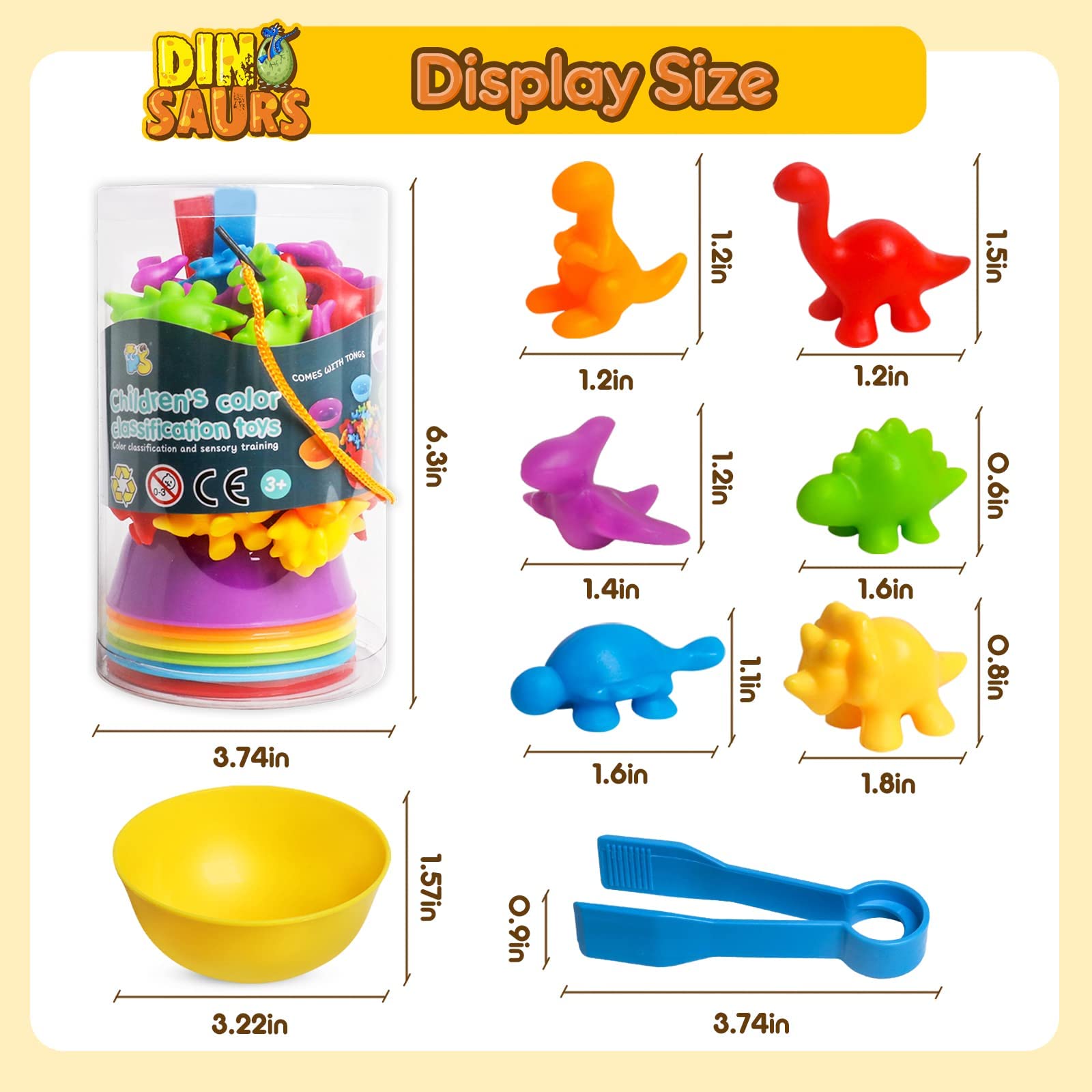Montessori Counting Dinosaur Toys for Kids Ages 3-5 | STEM Learning Toys with Sorting Bowls | Preschool Educational Math Games for Boys & Girls | Perfect for Classroom, Homeschool & Birthday Gifts