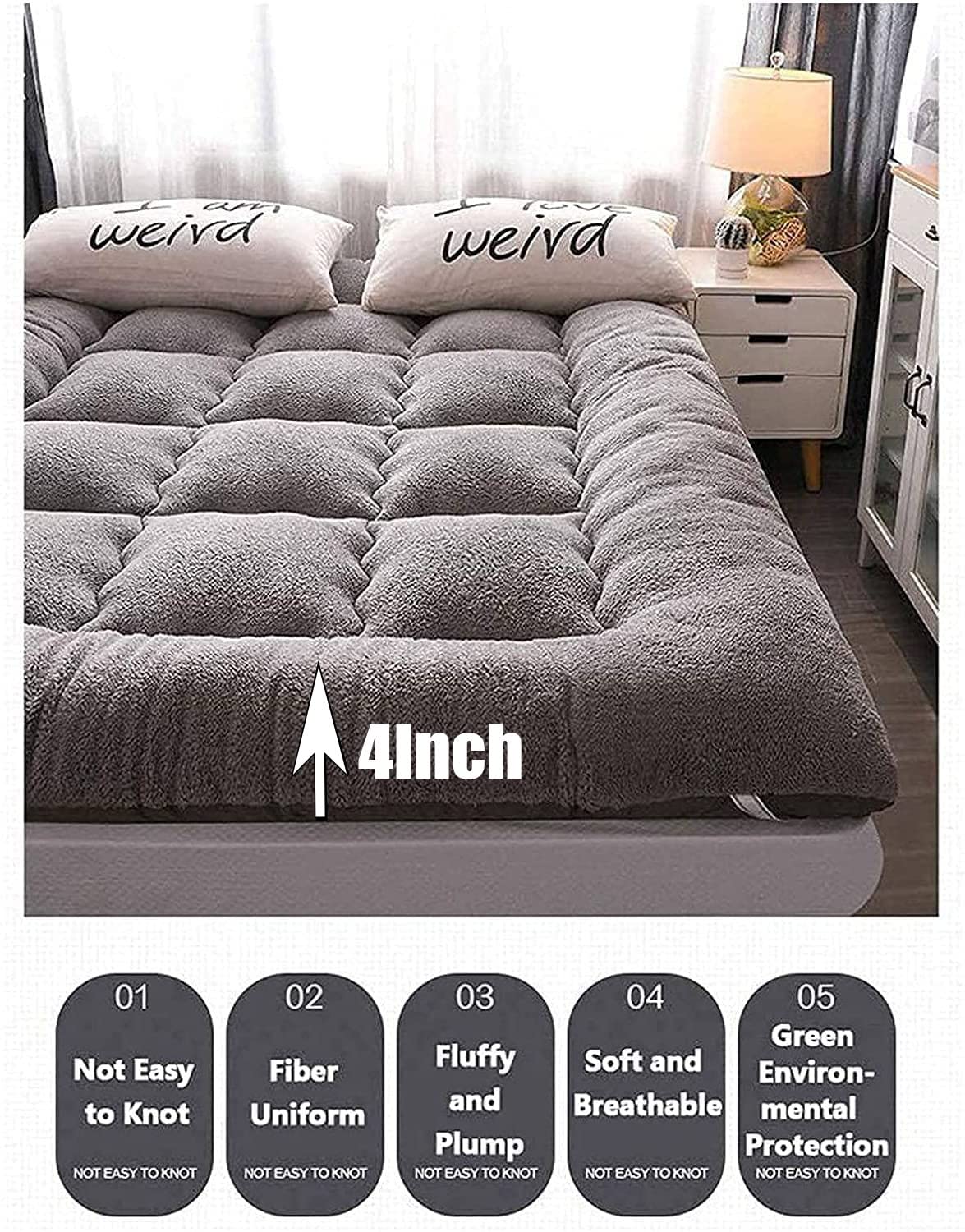 Japanese Thickened Grey Foldable Futon Floor Mattress for Adults - King Size, Comfortable & Portable for Camping, Guest Bed, Home Use - Perfect for Friends & Family