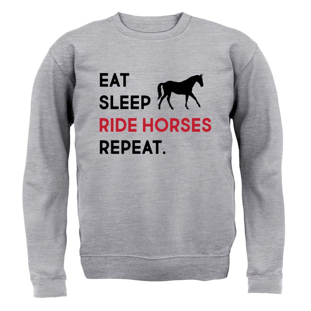 Eat Sleep Ride Horses Repeat - Kids Horse Riding Crewneck Sweatshirt for Equestrian Lovers - Perfect for Riding Lessons, Barn Visits & Horse-Themed Birthday Parties