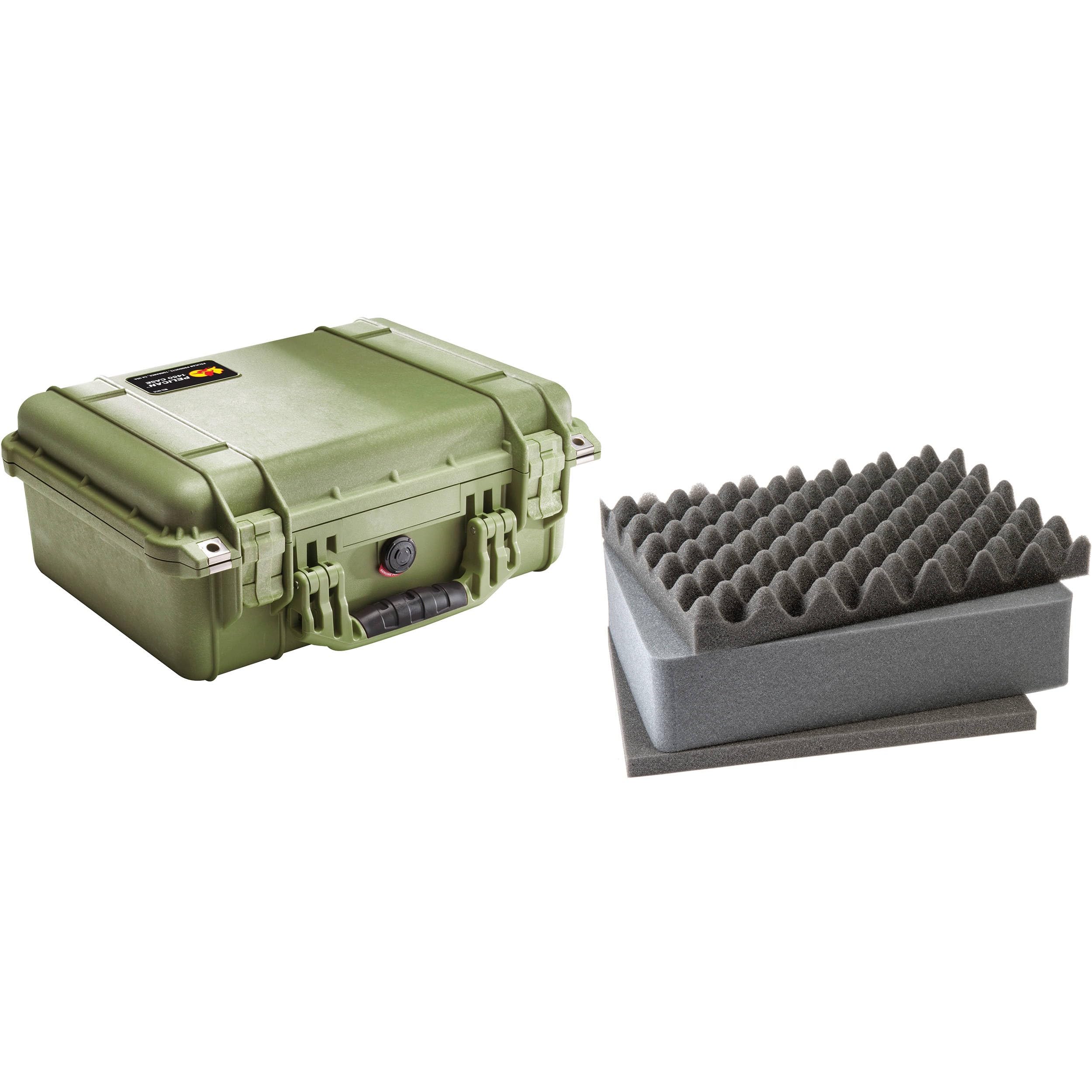 Pelican 1450 OD Green Waterproof Hard Case with Foam Insert - 13