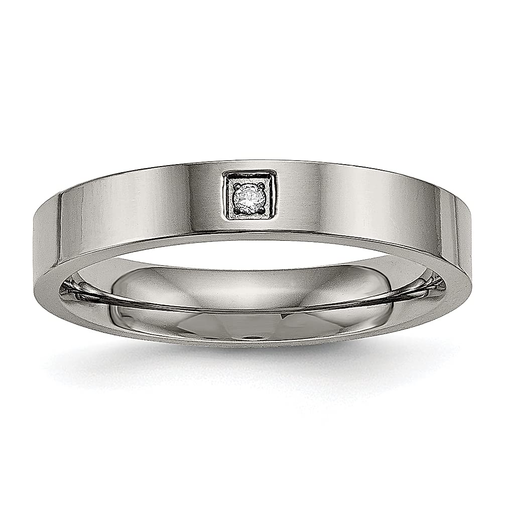 ICE CARATS Titanium Cubic Zirconia 4mm Flat Comfort Fit Wedding Band for Men - Durable & Hypoallergenic Ring for Grooms, Dads & Husband - Perfect Gift for Anniversary, Engagement & Everyday Wear