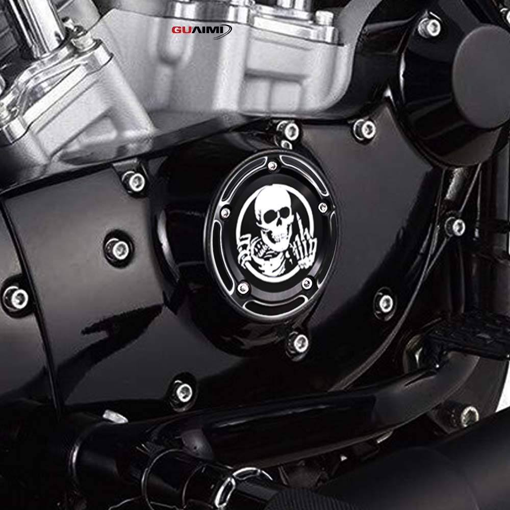 GUAIMI CNC Derby Timer Timing Engine Cover for Harley Dyna FLD Street Glide FLHTK FLHRS Fatboy FXSTB - Skeleton Middle Finger Design | Motorcycle Customization & Performance Upgrade