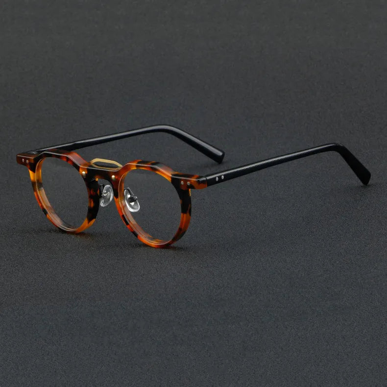 CCspace Unisex Full Rim Flat Top Round Acetate Eyeglasses Frame 56934 - Stylish & Lightweight for Work, Reading & Everyday Wear