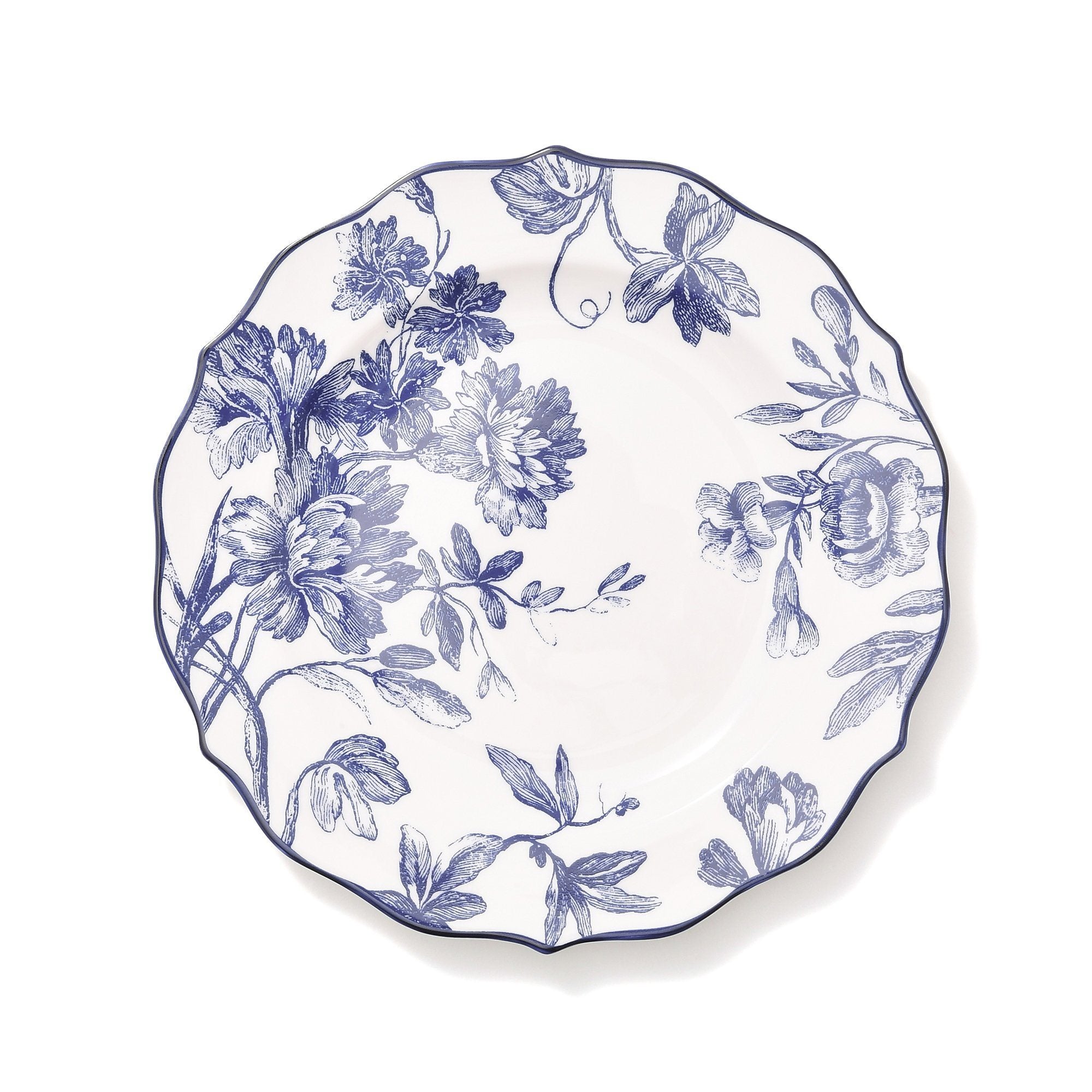 Vintage Floral Dinner Plate - Medium Blue Ceramic Dish for Home Decor, Wedding, Party & Everyday Dining | Elegant Tableware for Restaurants, Events & Gift Giving