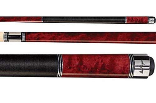 Players C-960 Classic Crimson Birds-Eye Maple Pool Cue with Triple Silver Rings - 21oz Weight - Perfect for Professional Billiards & Home Game Rooms