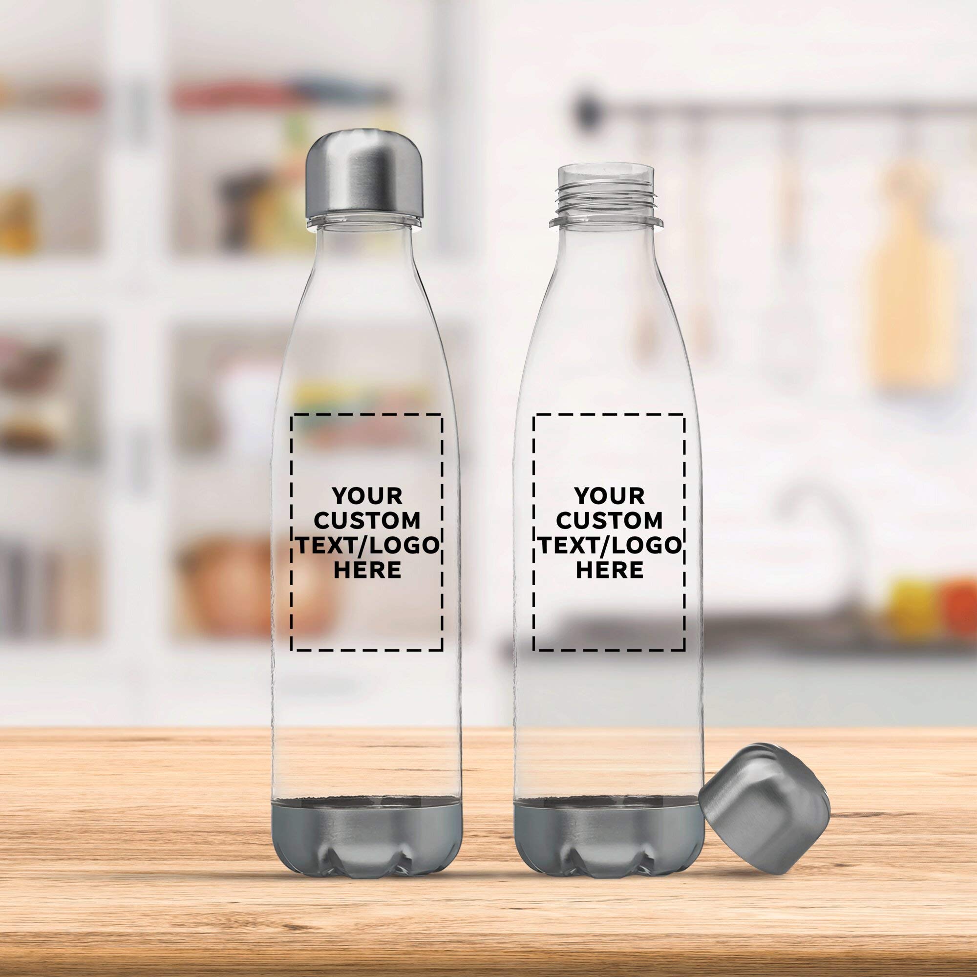 Custom Leak-Proof 25oz Plastic Water Bottles - Set of 10 BPA-Free Reusable Sports Bottles with Personalized Options | Ideal for Gym, Hiking, Cycling, Yoga & Outdoor Activities | Clear Cola-Shaped Design for Bulk Promotions