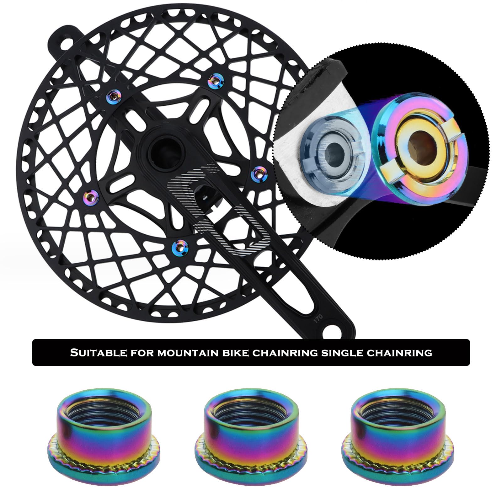 5pcs M8 Bike Single Chainring Bolts Kit - Steel Chainwheel Bolts & Nuts for Road Bike, Mountain Bike, BMX, MTB - Durable Cycling Disc Screws in Multicolor - Perfect for Bike Maintenance & Upgrades