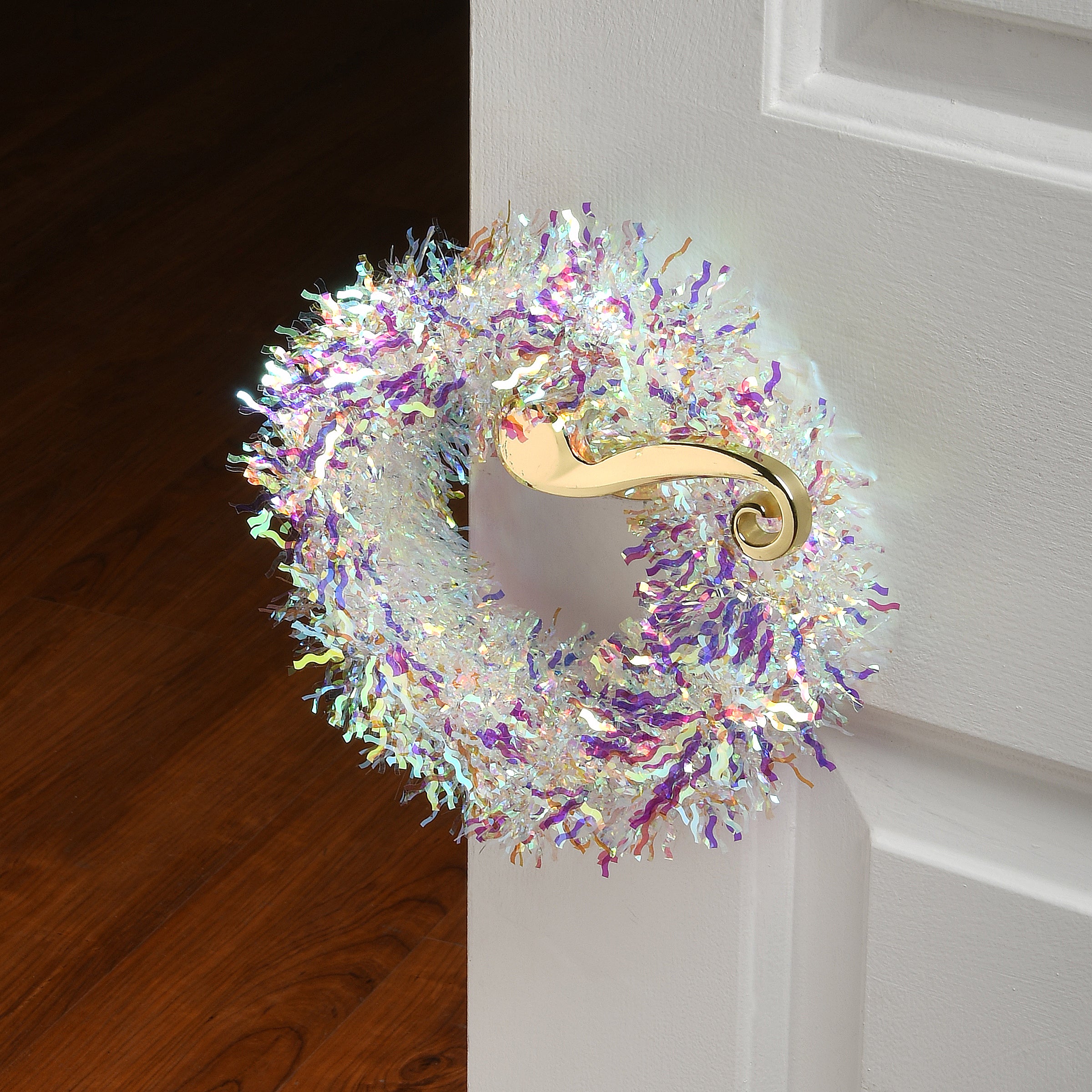 6 Inch Iridescent Mini Wreaths Set of 6 - Perfect for Christmas Tree Decorations, Party Favors, and Home Wall Decor