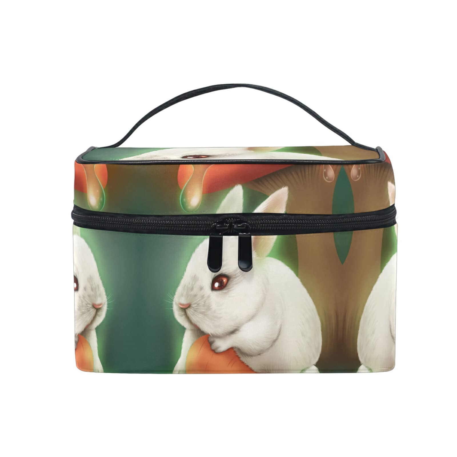 Cute Green Rabbit Cosmetic Bag - Waterproof Makeup Pouch & Toiletry Organizer with Zipper for Women & Girls | Perfect for Travel, Gym, and Daily Essentials Storage
