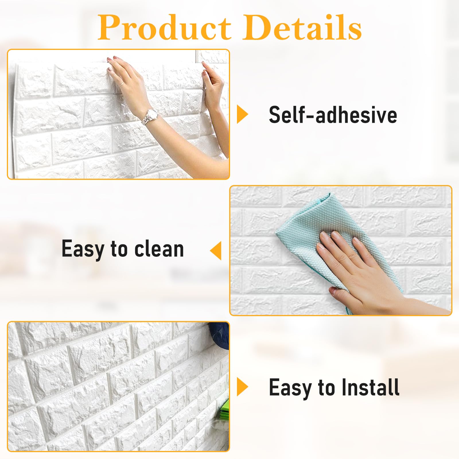 10Pcs 3D Peel and Stick Wall Panels - Self Adhesive White Wallpaper 30