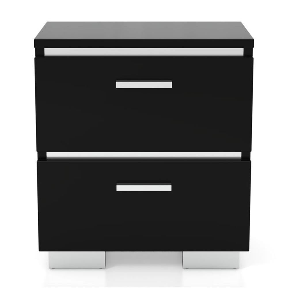 Furniture of America Elsah Wood Nightstands Set of 2 - Black Wooden Bedside Tables for Bedroom, Living Room & Guest Room - Modern Night Stands with Storage Shelf