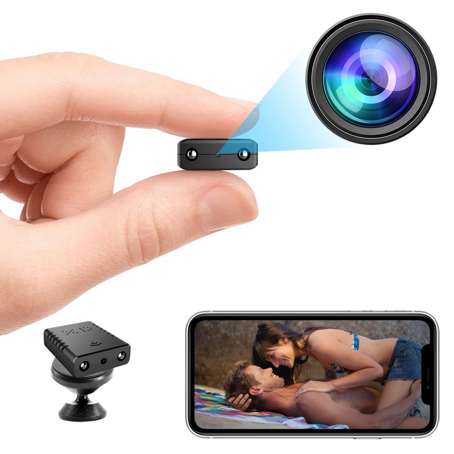 Smallest Wireless Remote Camera - HD 1080P WiFi Security Camera with Night Vision & Motion Detection | Portable IP Surveillance Camera with Cloud Storage & Remote Viewing for iOS/Android | Ideal for Home Security, Baby Monitoring & Pet Watching
