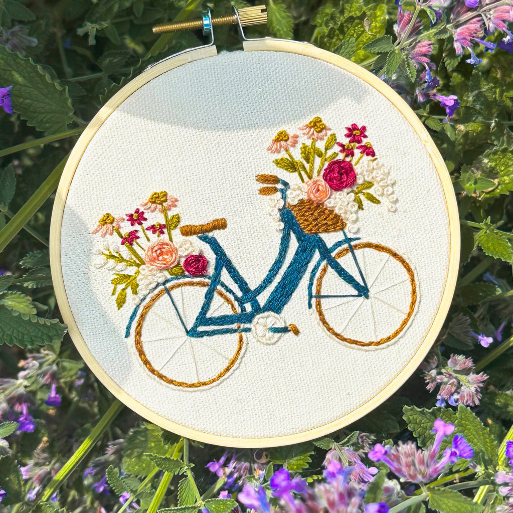 DIY Embroidery Kit for Beginners - Bicycle Ride Design - Perfect for Home Decor, Gifts & Crafting Projects