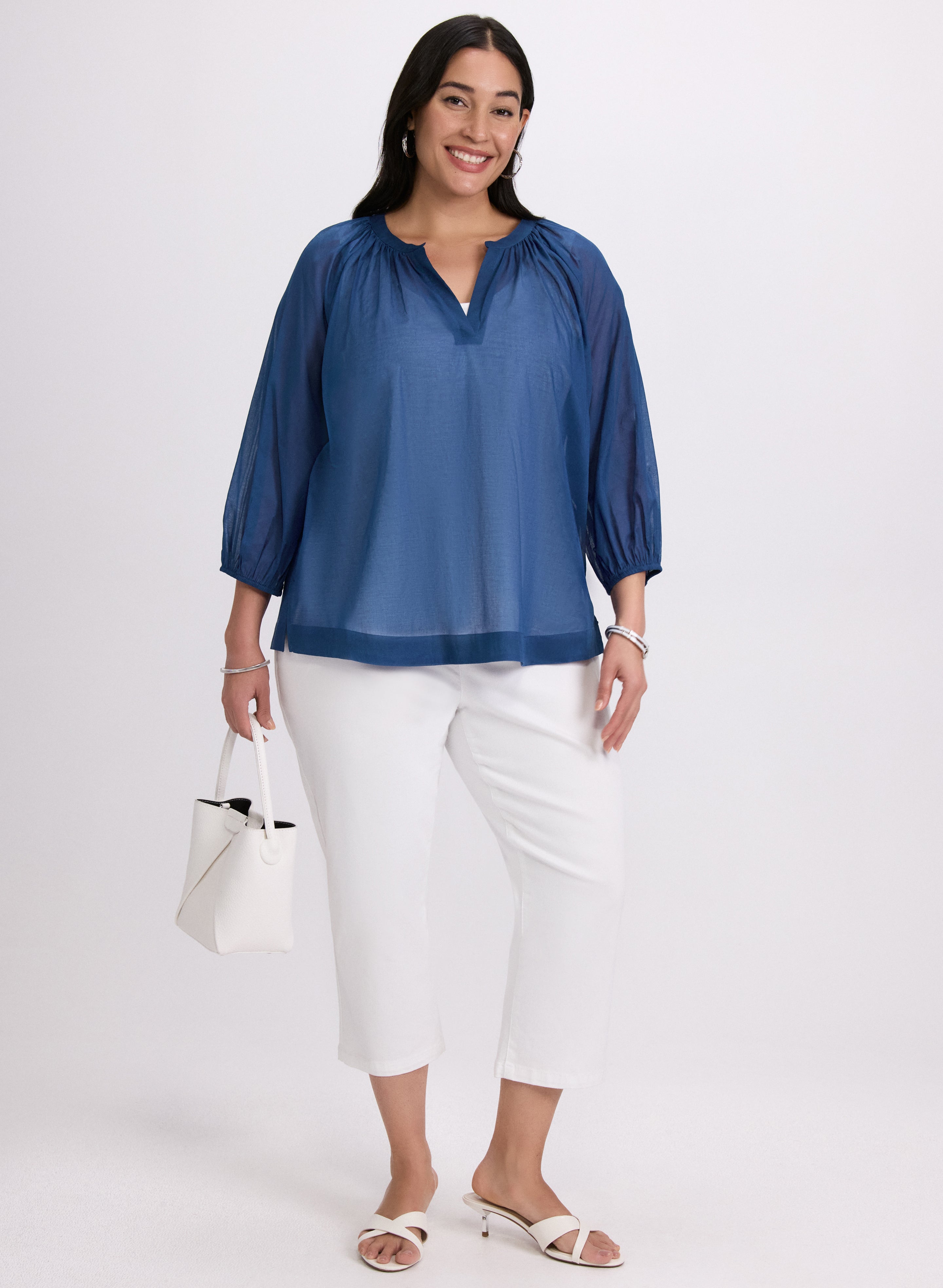 Stylish Cotton Split Neck Blouse for Women - Comfortable & Breathable Summer Top - Perfect for Office, Casual Outings & Date Nights
