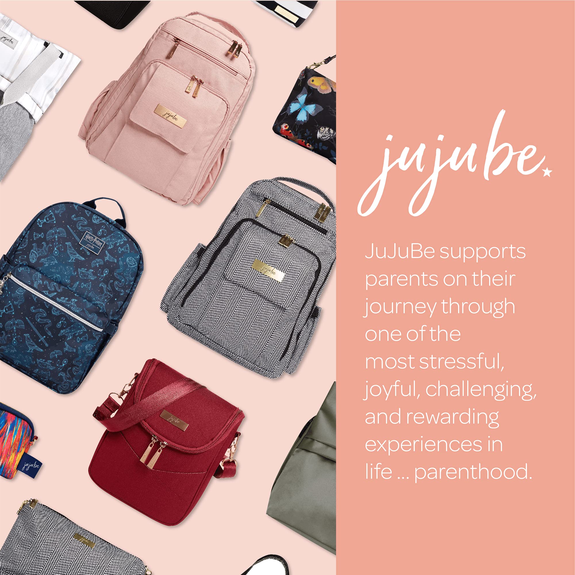 JuJuBe Vegan Leather Diaper Bag Backpack for Women - Large Travel Backpack with Multiple Pockets | Stylish & Functional Baby Bag for Moms on the Go | Perfect for Daycare, Travel & Everyday Use