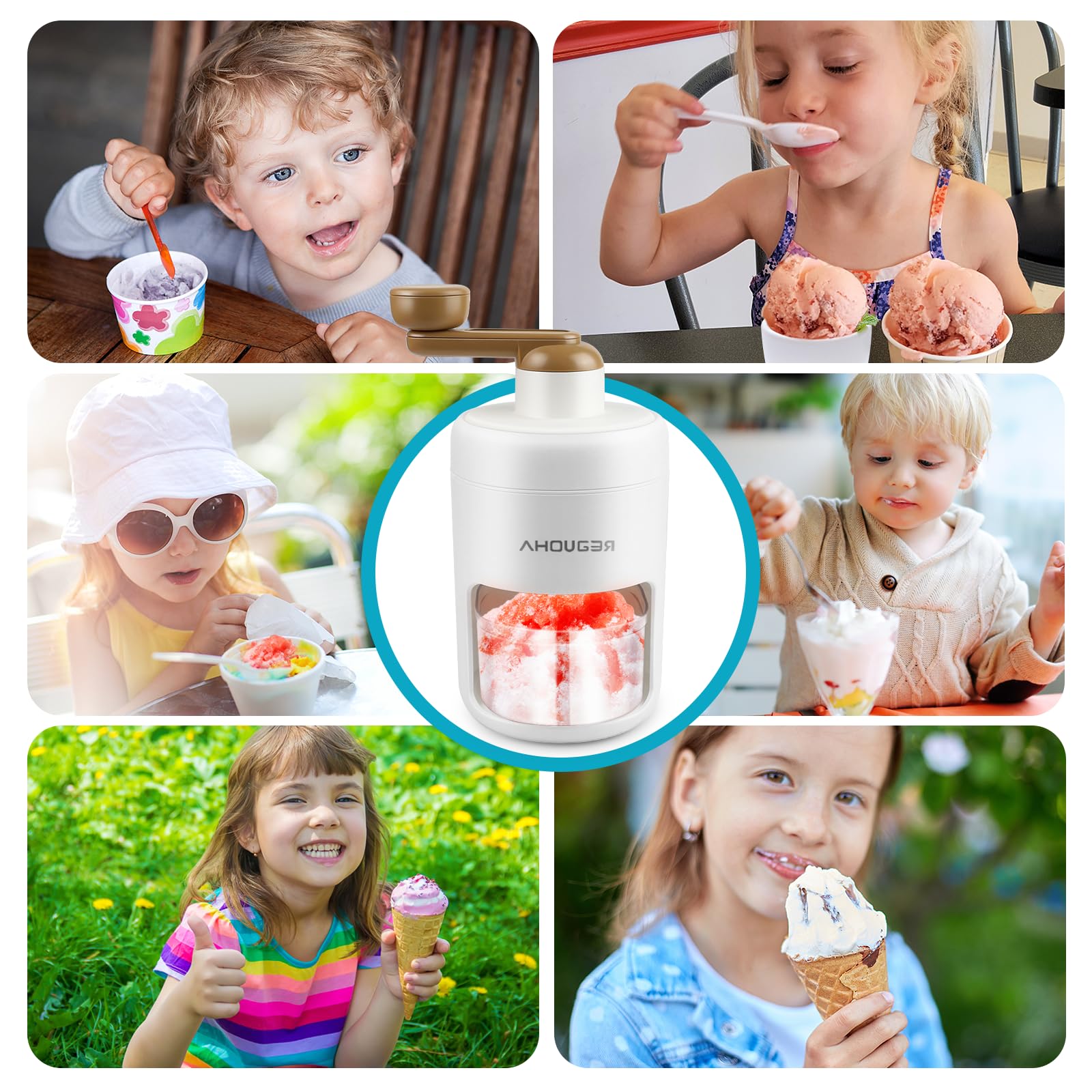 AHOUGER 2023 Portable Ice Shaver Machine for Granita, Italian Ice, and Smoothies - BPA-Free Commercial & Home Use - Perfect for Parties, Cafes, and Restaurants
