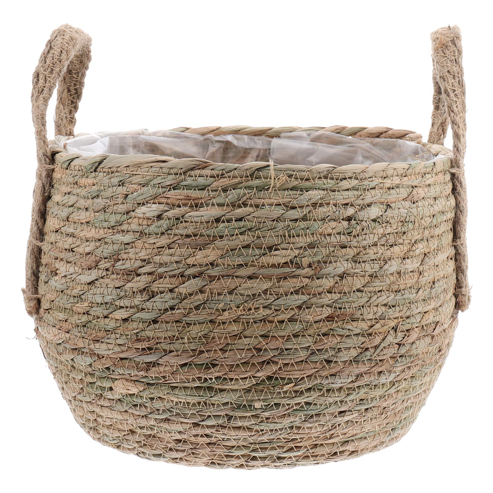 1pc Creative Green Plant Indoor Straw Woven Flower Basket Planter - Handmade Home Decor for Wall, Room, Office & Garden Decorations - Perfect for Succulents, Herbs & Small Plants