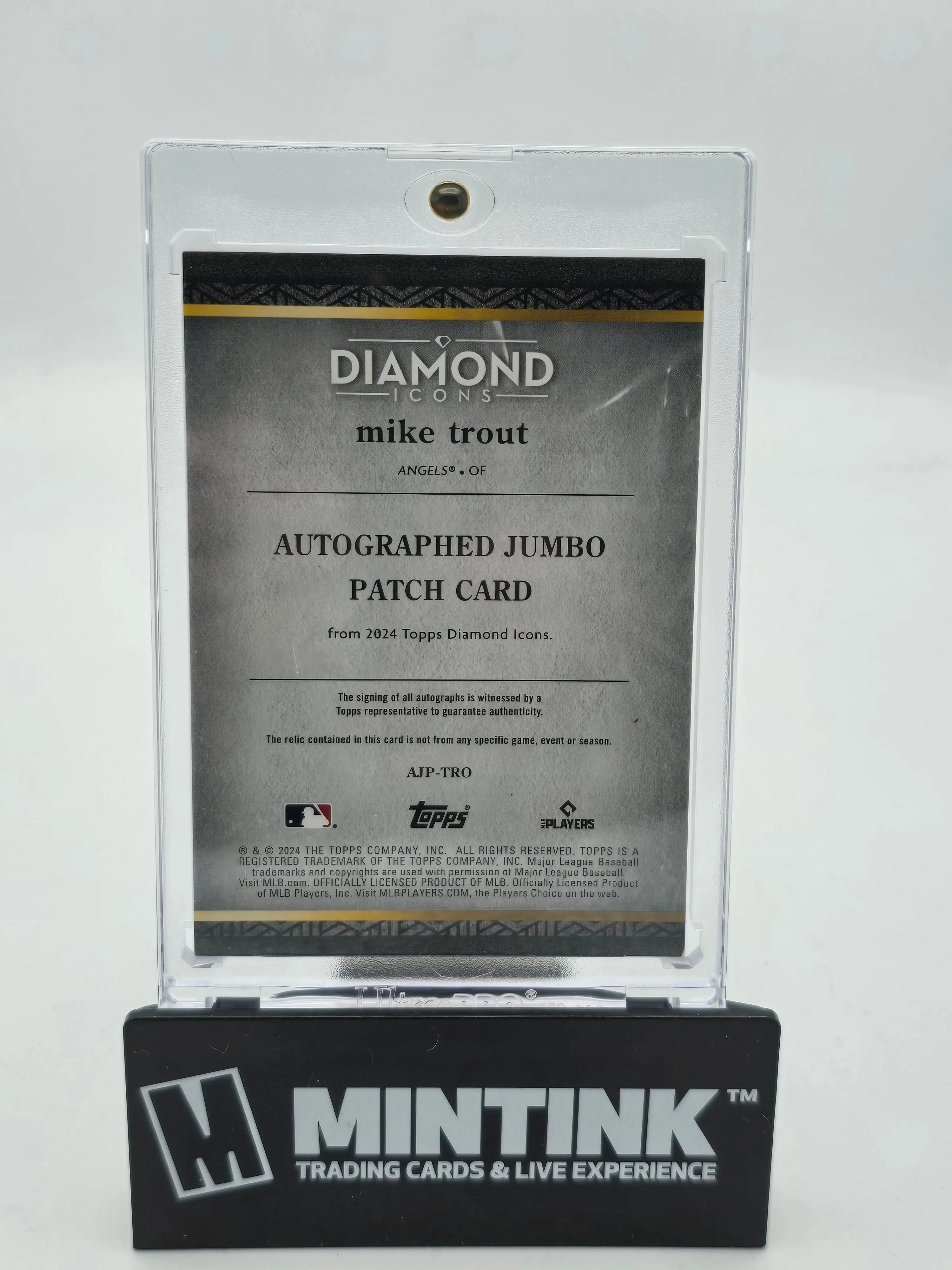 2024 Topps Diamond Icons Baseball Mike Trout Gold Foil Jumbo Patch Auto /25 - Limited Edition Collectors Card for Sports Memorabilia Fans - Perfect for Display, Trading, and Investment
