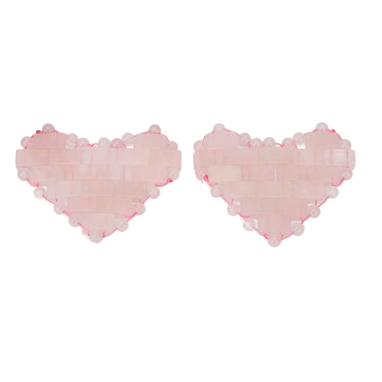 2Pcs Jade Stone Eye Pads for Wrinkles & Puffiness Removal - Heart Shaped Facial Massage Tool for Relaxation, Dark Circle Reduction & Stress Relief - Reusable Rose Quartz Eye Mask for Skincare & Beauty Routine - Perfect for Spa, Travel & Home Use