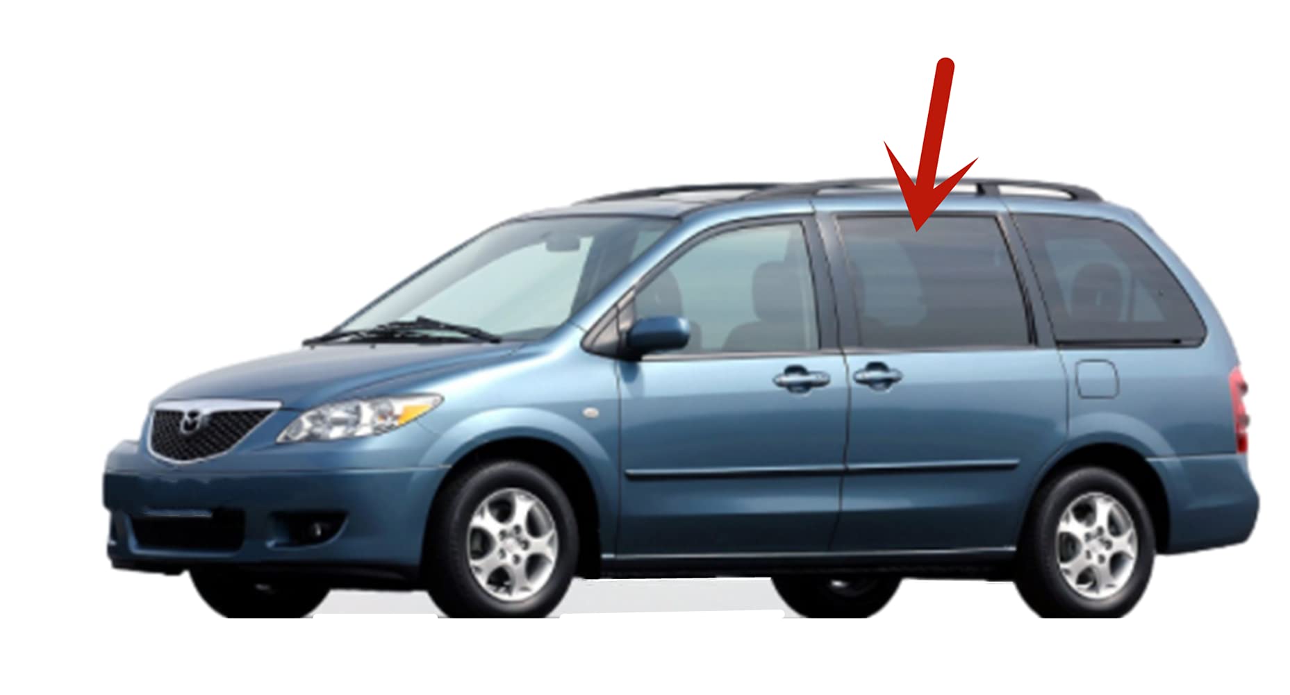 Replacement Left Side Rear Cargo Door Window Glass for 2000-2006 Mazda MPV - Perfect for DIY Repairs & Auto Glass Replacement