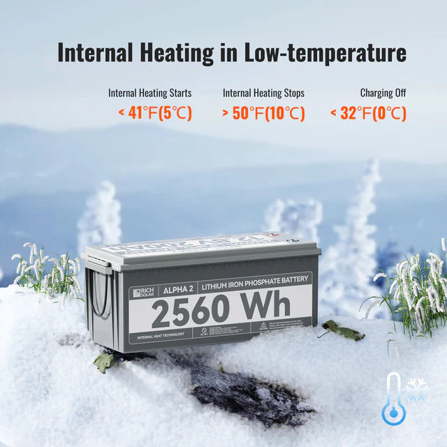Rich Solar 12V 200Ah LiFePO4 Lithium Iron Phosphate Battery with Internal Heating & Bluetooth - Deep Cycle Solar Battery for RV, Marine, Off-Grid Power & Solar Energy Storage Systems