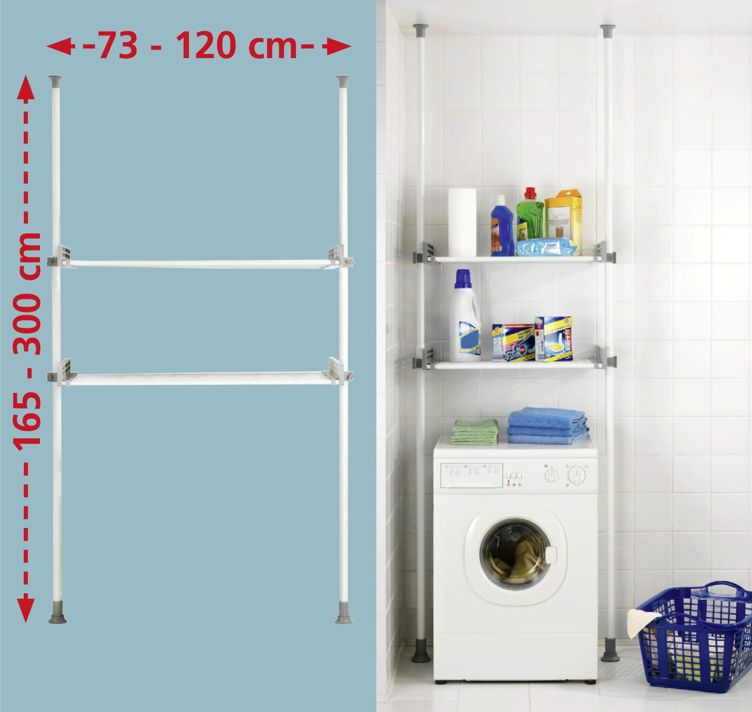 WENKO Hercules Heavy Duty Laundry Room Storage Shelf - No Drill Kitchen Organizer Rack - Space Saving Over Toilet Storage Unit (16.5