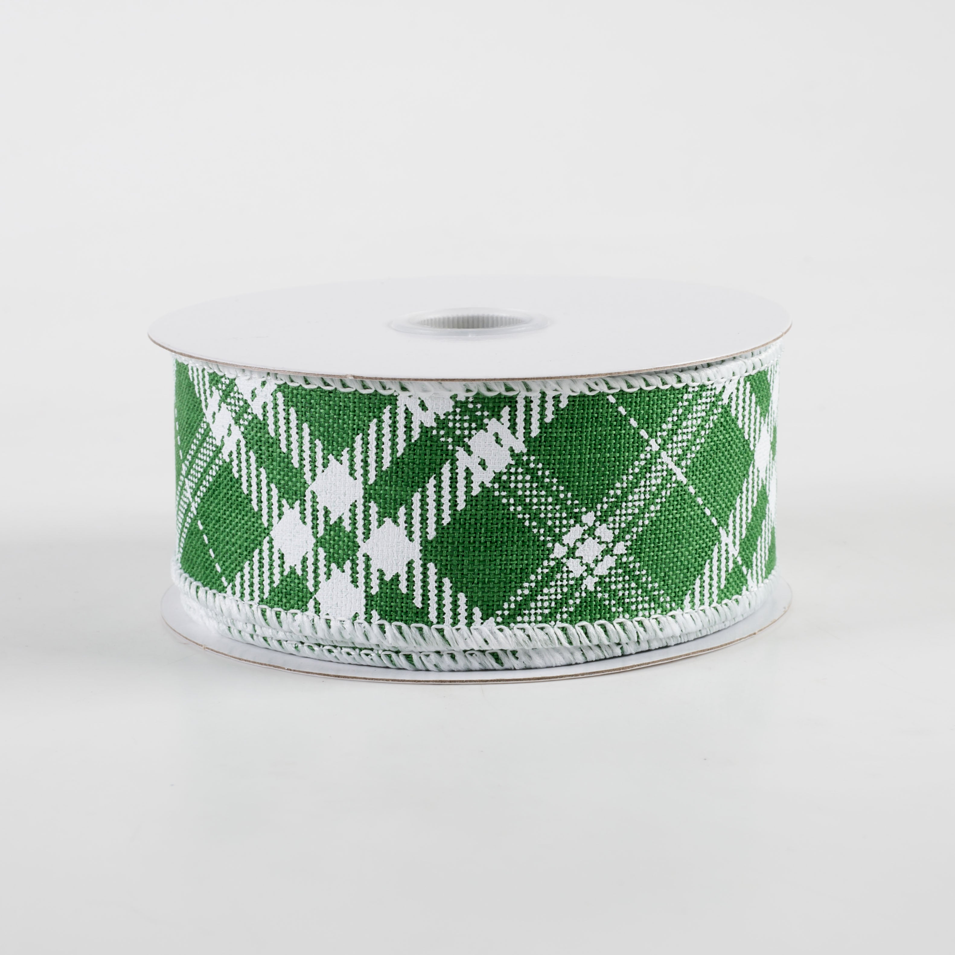 1.5 Inch Linen Hazel Diagonal Plaid Ribbon - Green (10 Yards) for Gift Wrapping, DIY Crafts, Scrapbooking & Home Decor
