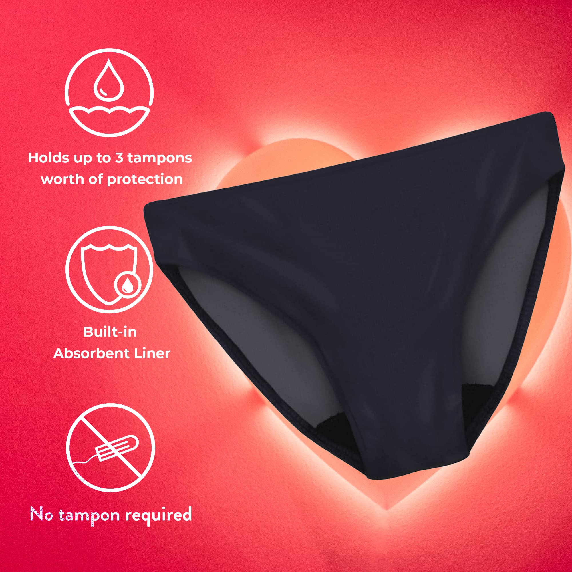 Ruby Love Leak Proof Period Swim Bottoms - Classic Black Sea Swimwear with Cotton Liner for Women & Teens - Comfortable Swimsuits for Beach, Pool & Water Activities