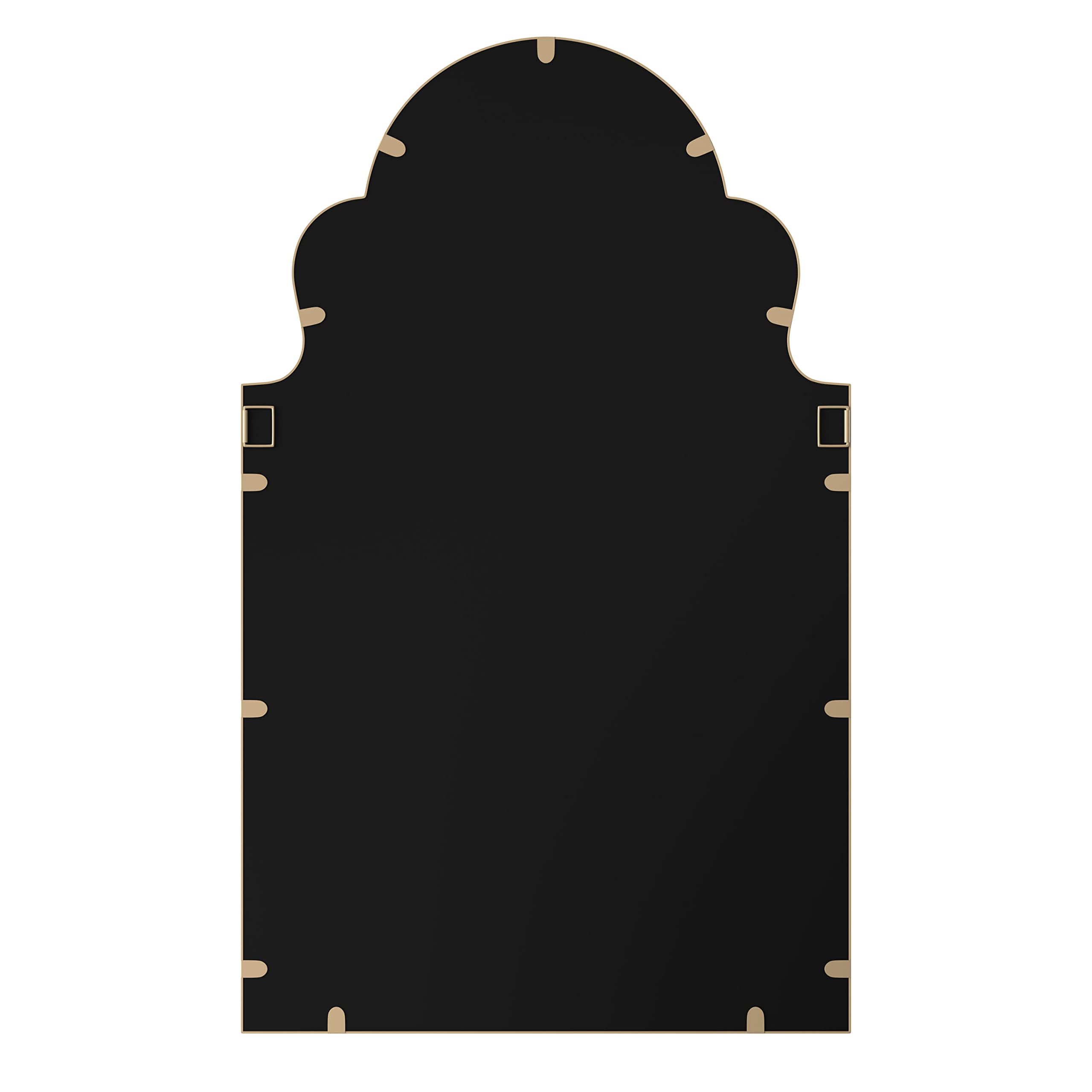 Gold Metal-Frame Wall Mirror 35.5×21.7 Inch - Decorative Vanity Mirror for Bathroom, Living Room & Bedroom | Elegant Home Decor & Space Enhancer | Perfect for Makeup, Selfies & Room Illusion
