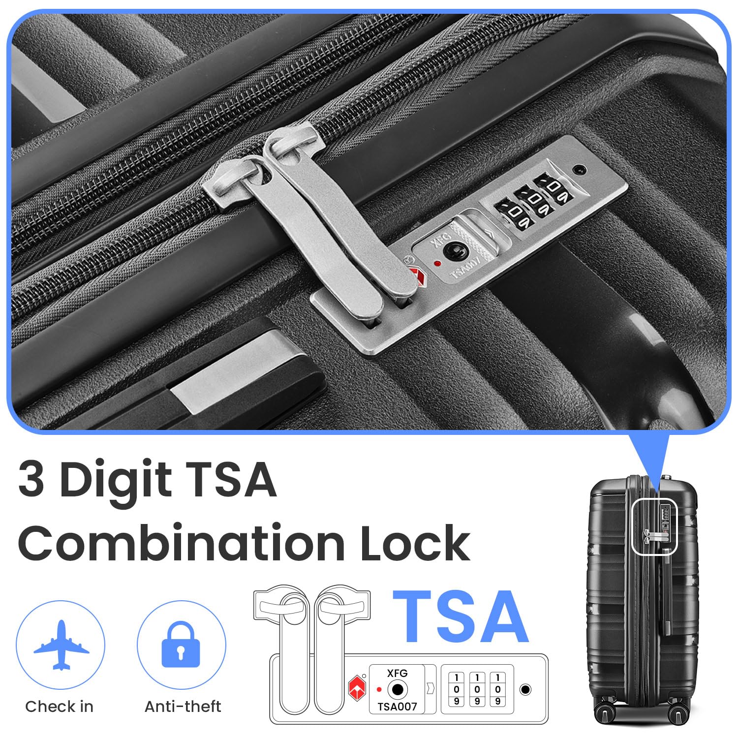 HOUAGI 4-Piece Expandable Lightweight Hard Shell Luggage Set with Spinner Wheels & TSA Lock - 12/20/24/28 Inch Suitcases for Men & Women | Perfect for Travel, Business Trips & Family Vacations