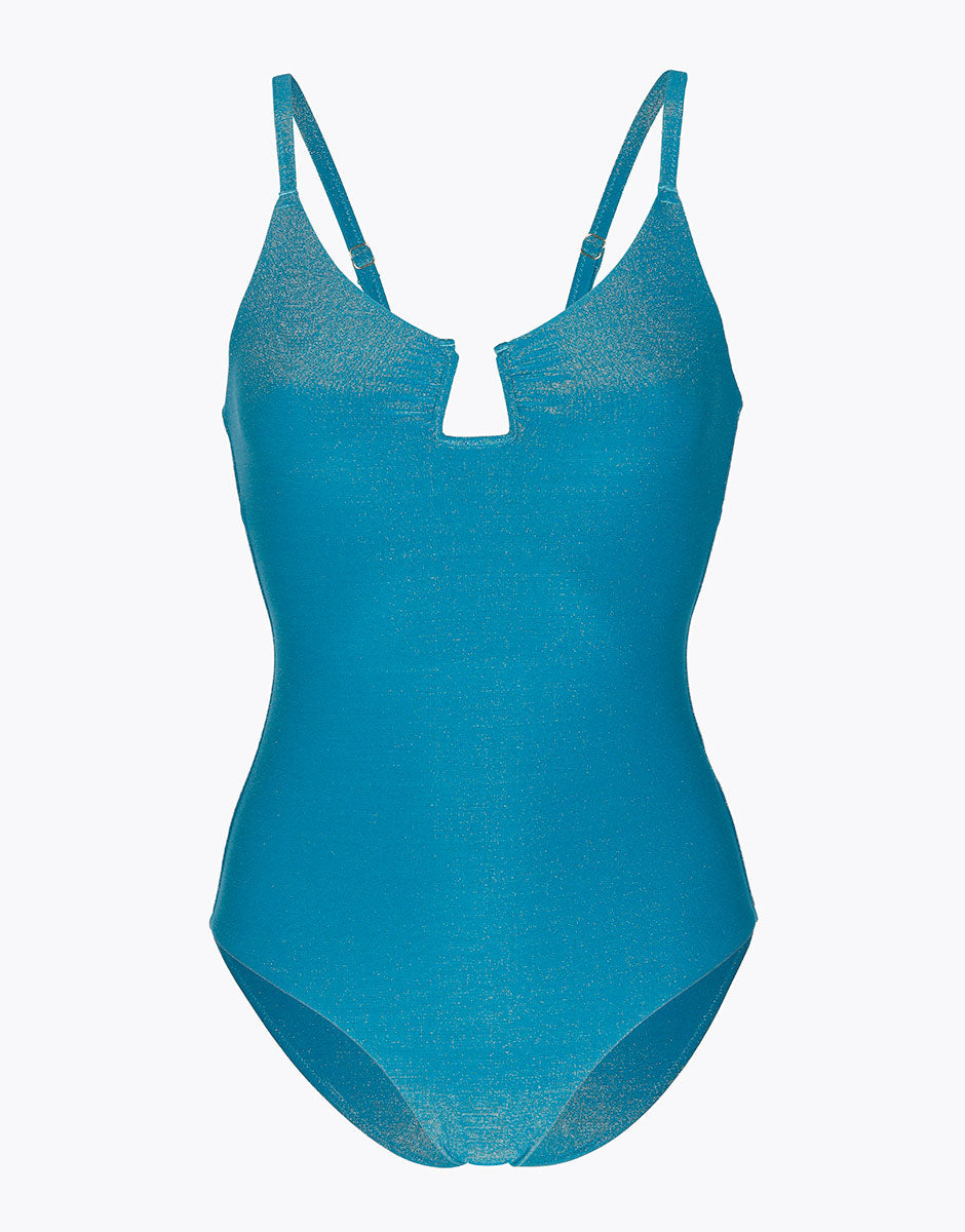 Ottanio One Piece Swimsuit - Plain Lurex Microfiber Bathing Suit for Women | Beach, Pool & Vacation Wear
