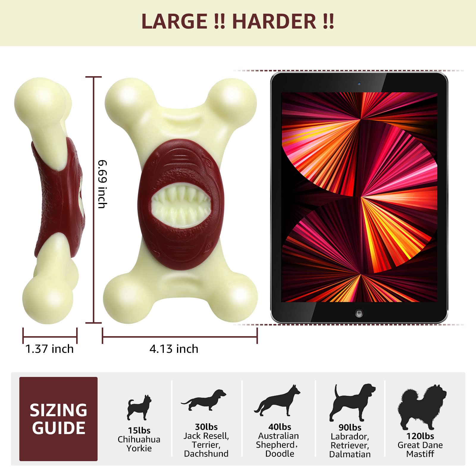 Durable Indestructible Dog Chew Toys for Aggressive Chewers - NOUGAT Interactive Bacon Flavor Dog Toy for Large & Small Breeds | Perfect for Playtime, Training & Anxiety Relief