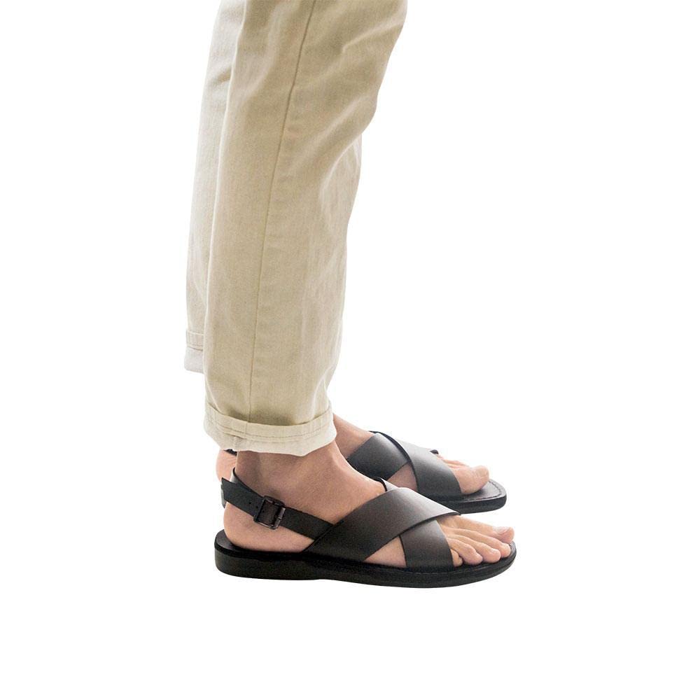 Men's Leather Thick Strap Sandals with Elan Buckle - Comfortable & Stylish for Summer, Beach, and Casual Wear