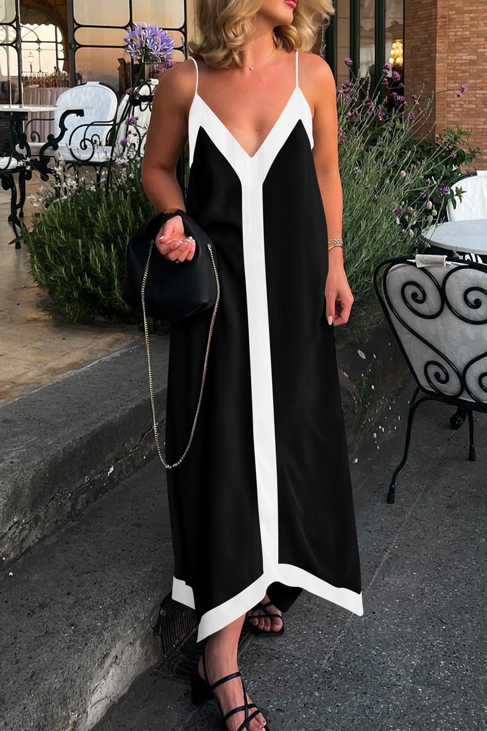 PRETTYGARDEN Women's Summer Maxi Dress 2025 - Sleeveless V-Neck Spaghetti Strap Flowy Elegant Beach Wedding Party Dress for Vacation, Date Night & Special Occasions