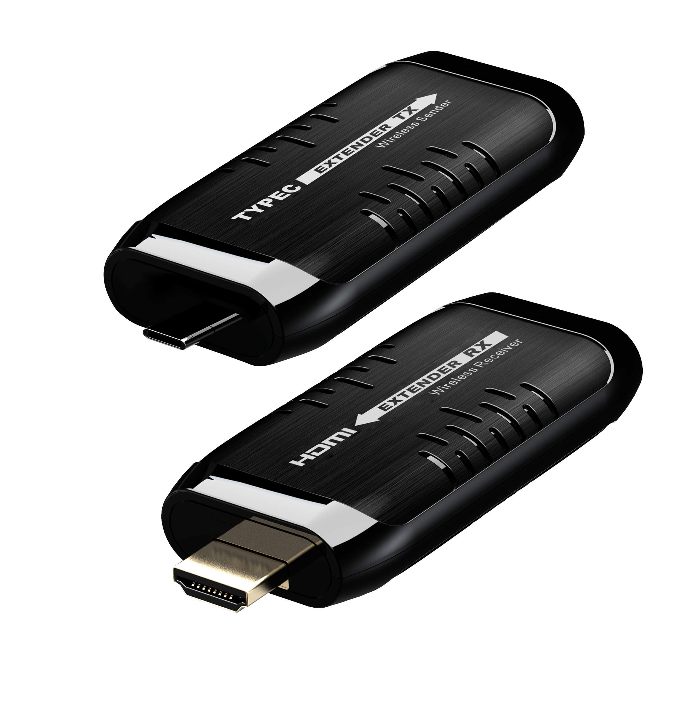 Wireless USB C to HDMI Extender Kit - 1080p HD Video & Audio Transmitter & Receiver for Laptop/PC/DVD - USB Type-C Powered - 50ft Range - Perfect for Home Theater, Conference Rooms & Classroom Presentations