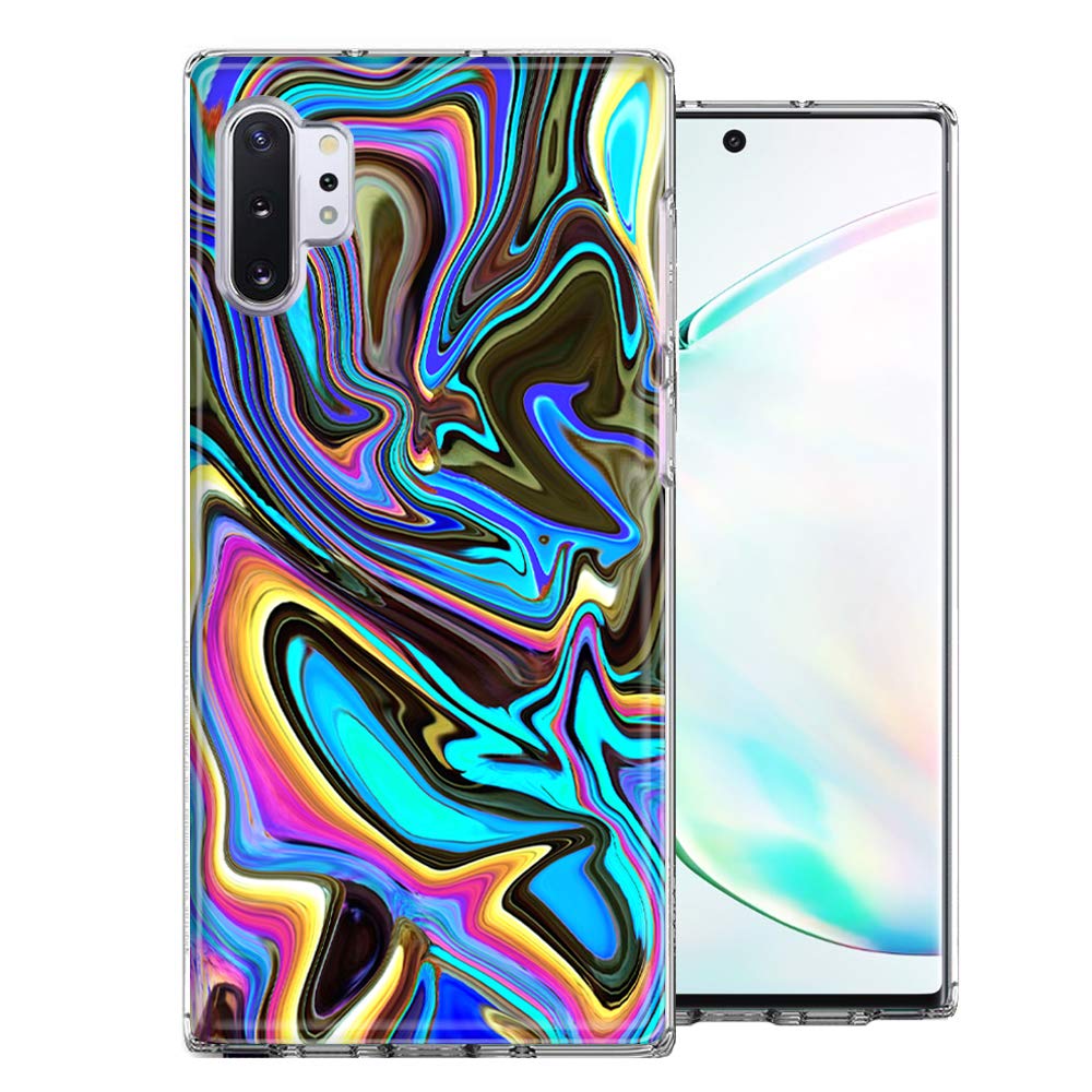 Samsung Galaxy Note 10 Plus Case - Blue Swirl Paint Design Dual Layer Protective Cover | Shockproof & Scratch Resistant for Daily Use, Work & Outdoor Activities