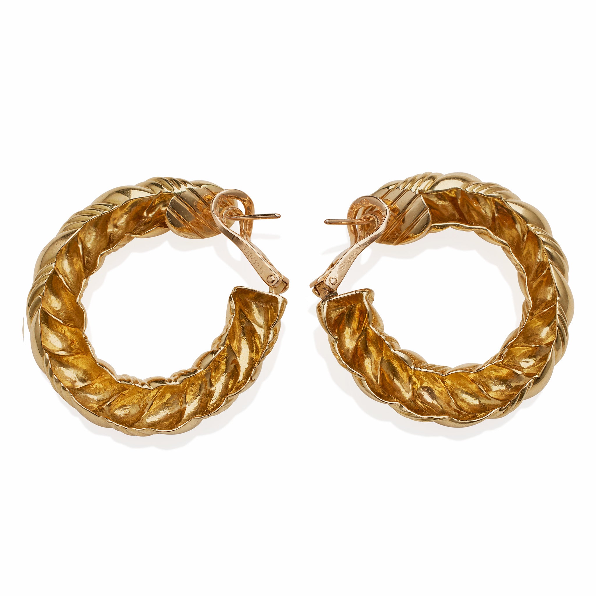 Van Cleef & Arpels Paris 18K Gold Twisted Hoop Earrings for Women - Luxury French Designer Jewelry for Parties, Weddings & Special Occasions