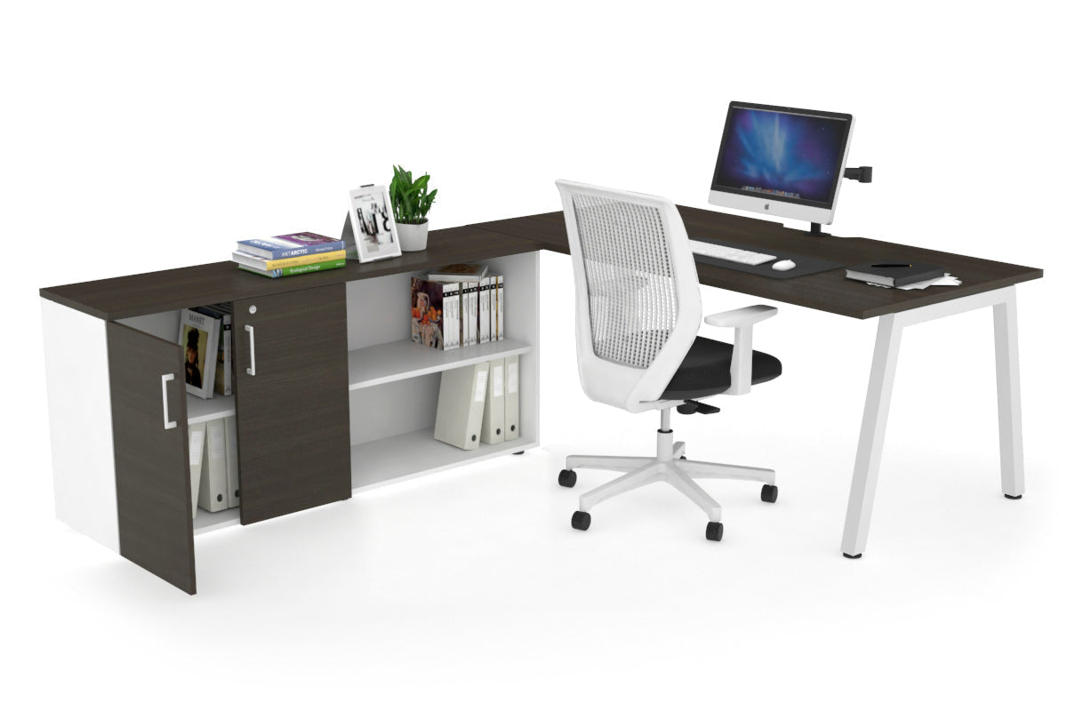 Quadro A Executive White Frame Office Chair [1600L x 800W with Cable Scallop] - Premium Ergonomic Seating for Home Office & Conference Rooms