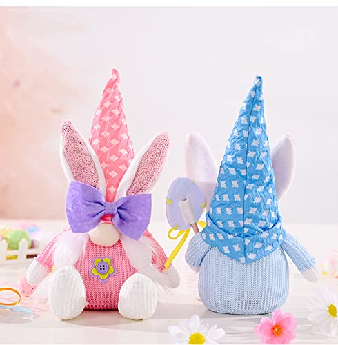 2 Pack Easter Gnome Plush Bunny - Handmade Scandinavian Tomte Elf Figurine, Faceless Plush Doll for Spring Home Decor, Easter Rabbit Ornaments - Perfect for Easter Basket Stuffers, Party Favors & Seasonal Home Decoration
