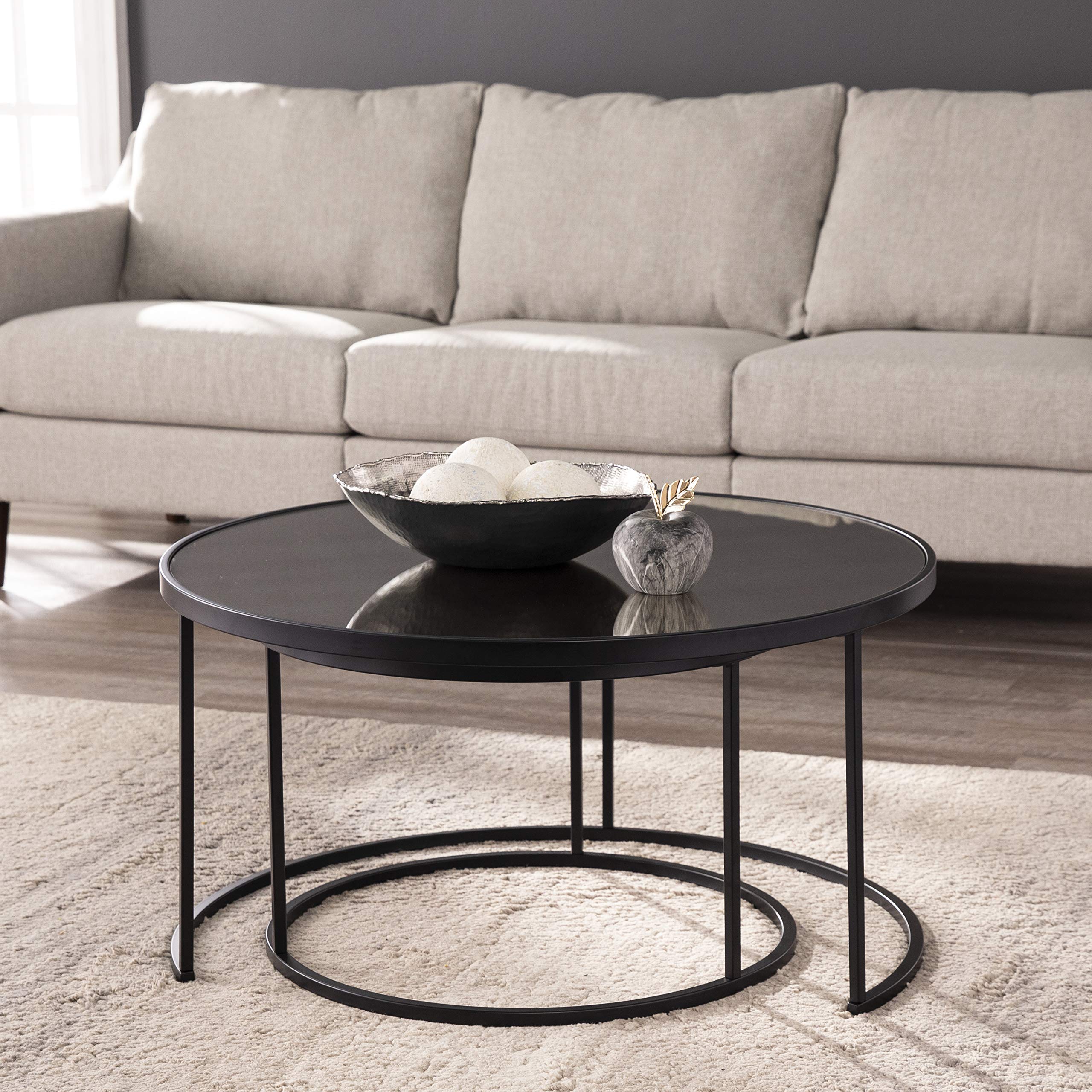 SEI Furniture Downham Coffee Table - Antique Mirror Finish, Black - Perfect for Living Room, Lounge & Home Decor