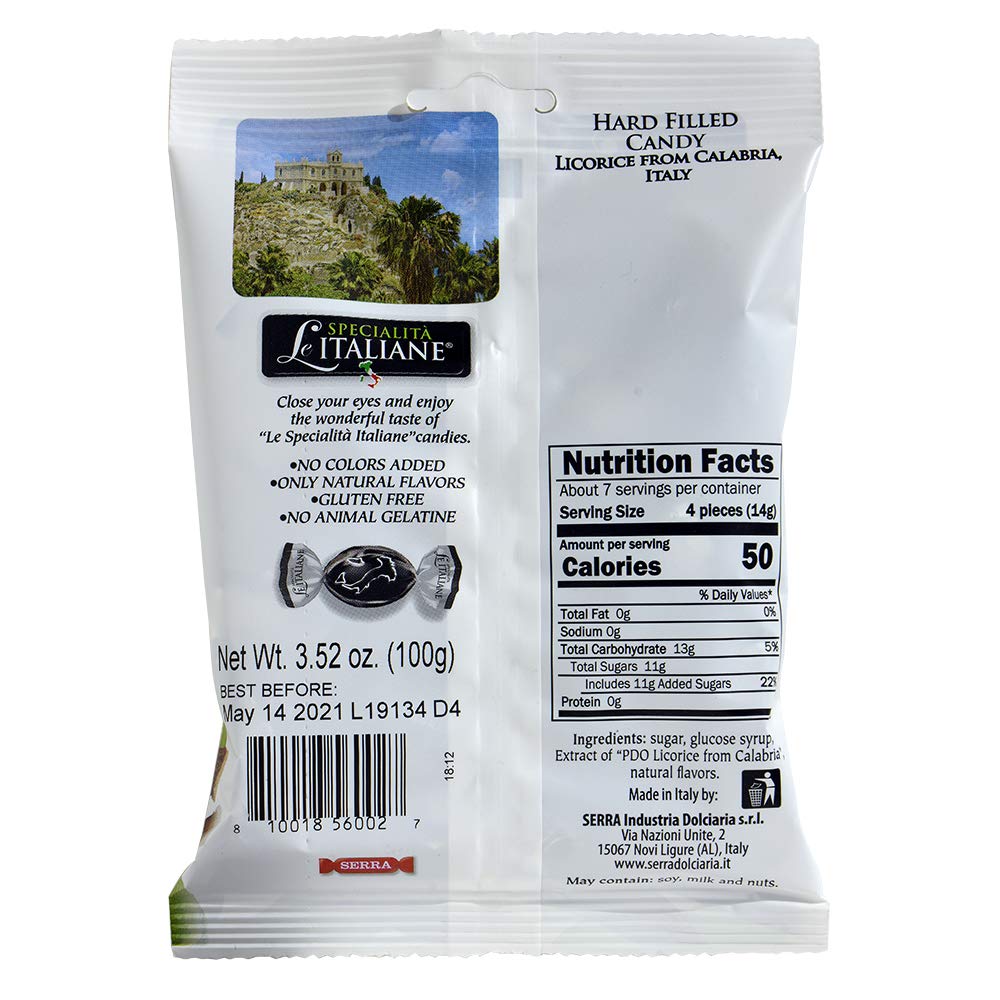 Serra Licorice Hard Candy from Calabria Italy - 3.52oz Pack of 12 | Authentic Italian Treat for Office, Travel & Gift Giving
