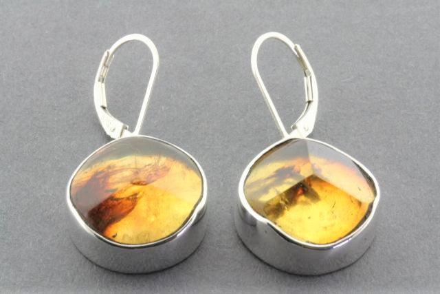 Faceted Amber Circle Earrings - Sterling Silver Dangle Hoops for Women - Perfect for Casual Wear, Parties & Special Occasions
